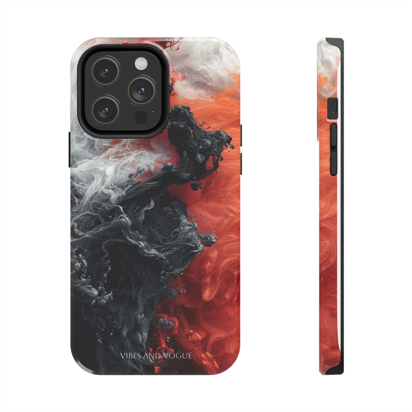 Abstract Red & Black Smoke Tough Phone Case — Vibes and Vogue Protective Cover