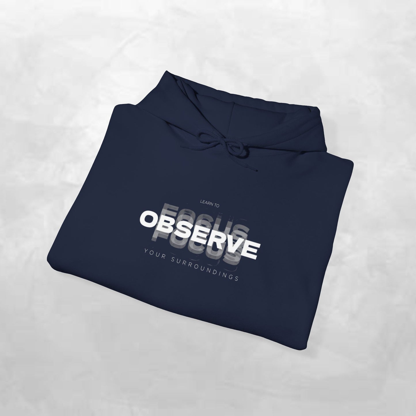 Observe Hoodie — Minimalist Glitch Text Black Pullover
