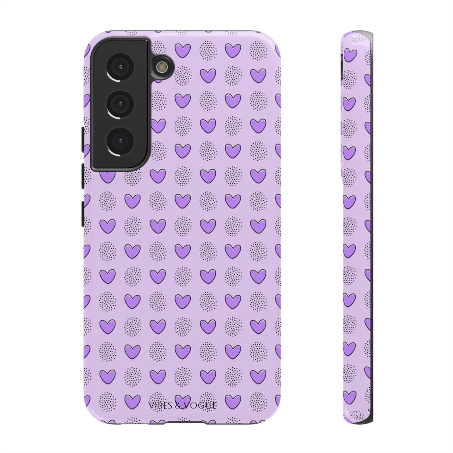 Purple Heart Pattern Phone Case - Tough Cases for a Stylish & Protective Vibe