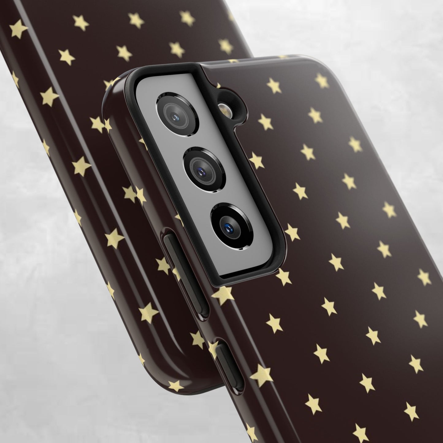 Star Pattern Tough Phone Case — Gold Stars on Chocolate Brown
