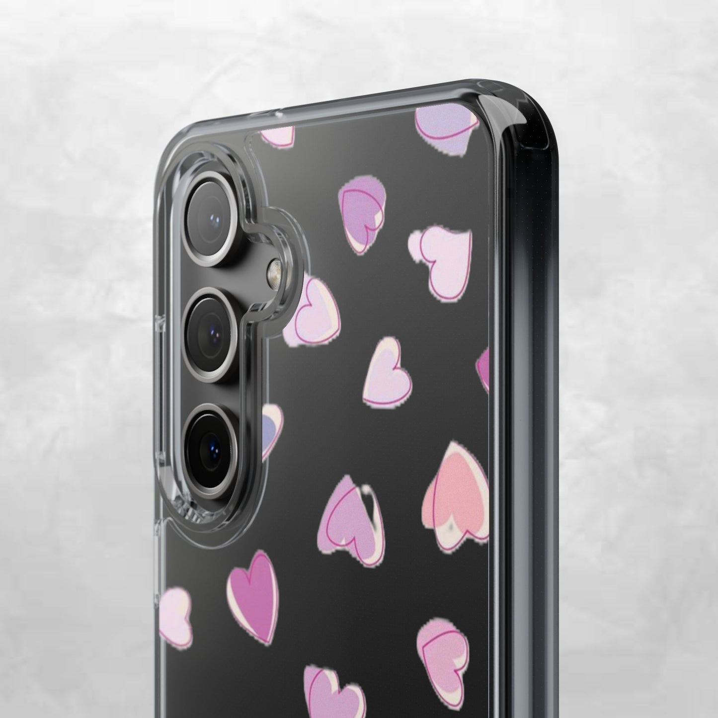 Heart Pattern Clear Case, Cute Phone Cover, Valentine's Day Gift, Trendy Phone Accessory, Love Theme Case