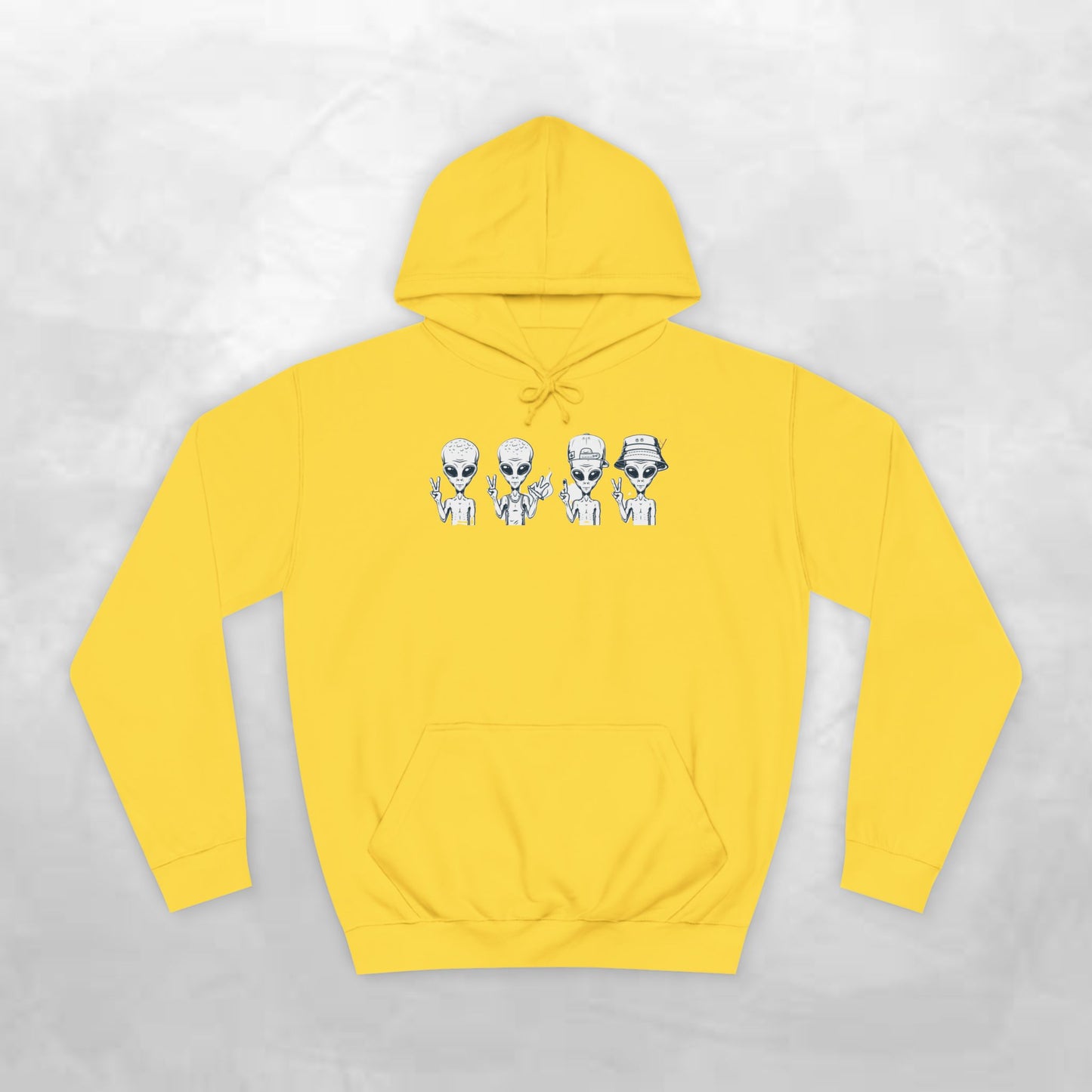 Retro Alien College Hoodie - Unisex Warm Sweatshirt for Campus Style