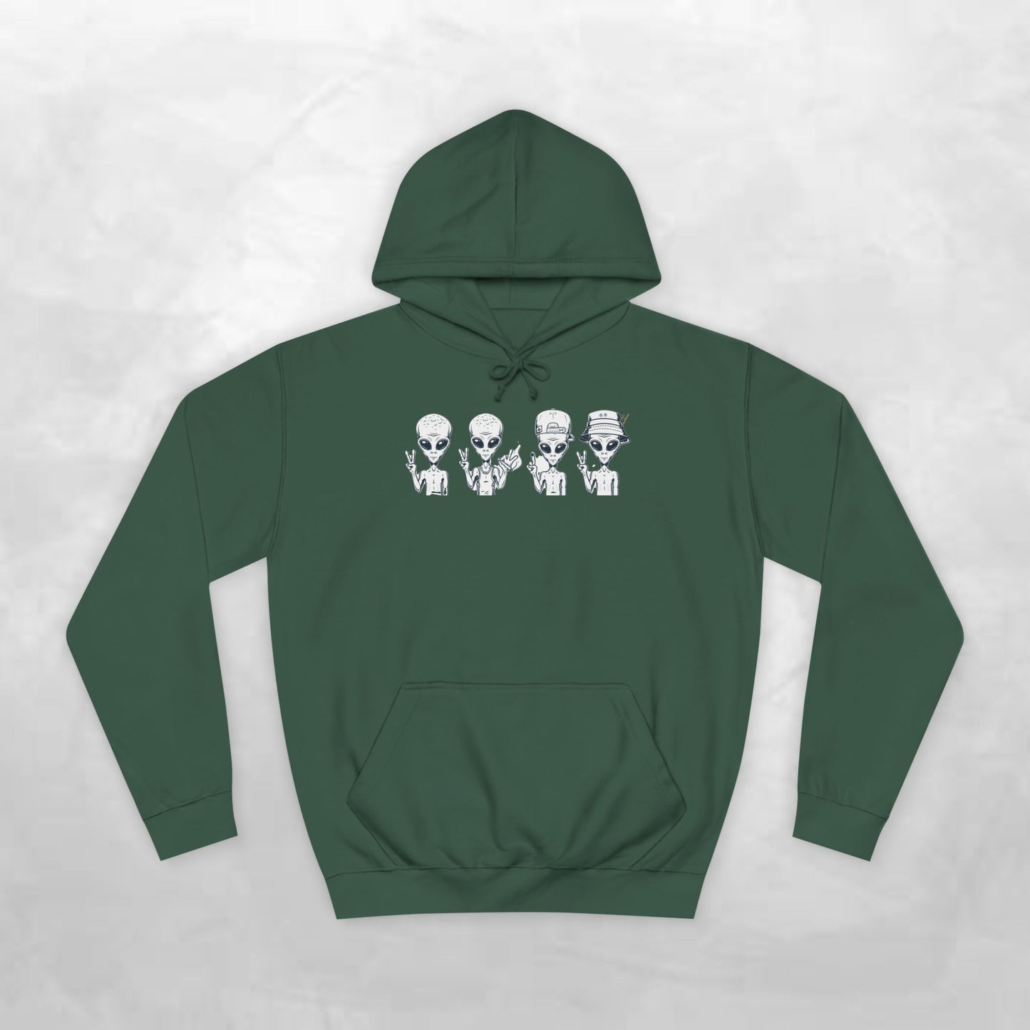 Retro Alien College Hoodie - Unisex Warm Sweatshirt for Campus Style