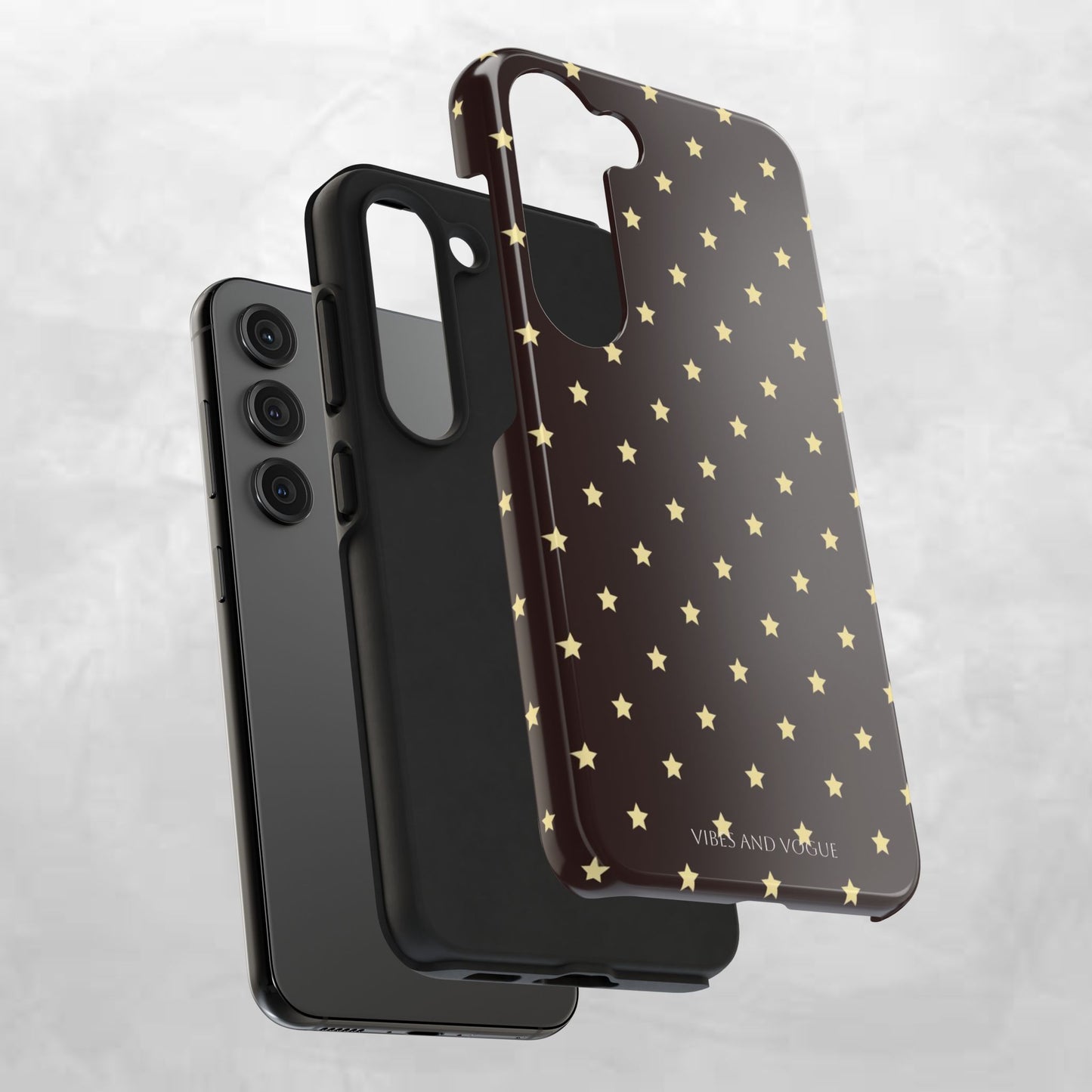 Star Pattern Tough Phone Case — Gold Stars on Chocolate Brown