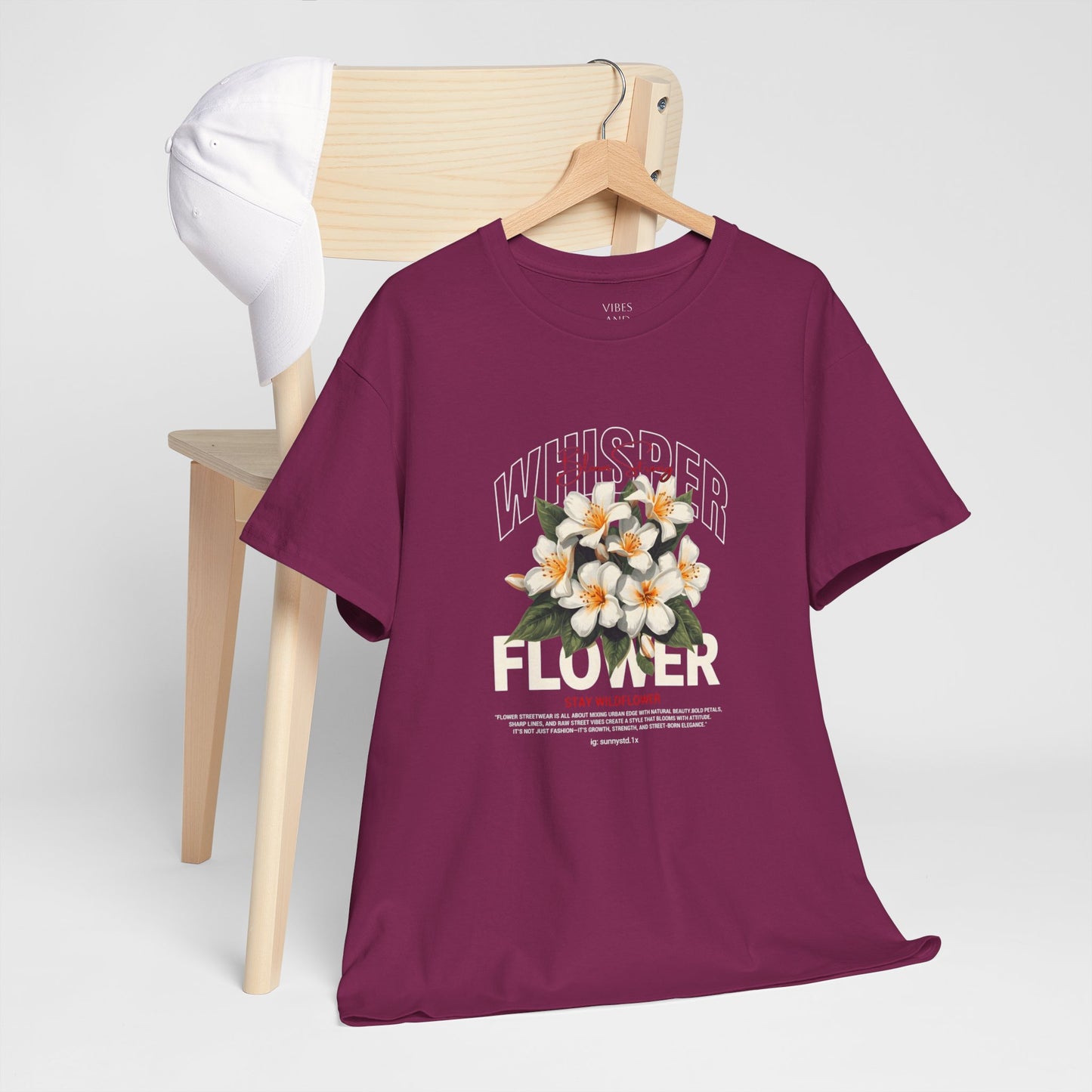 Floral "Whisper Flower" Graphic Tee — Vintage Plumeria Blossom Shirt