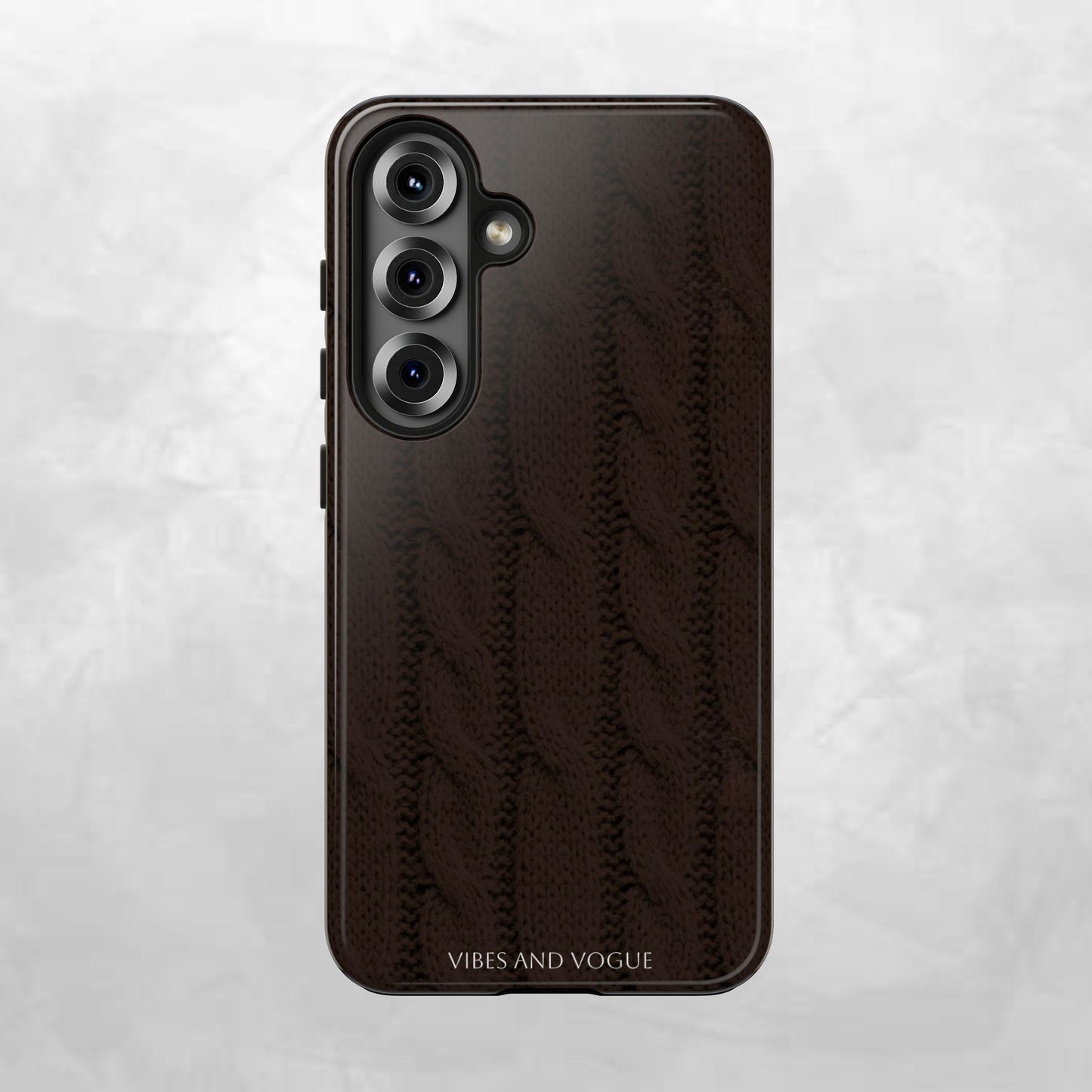 Cable Knit Chocolate Tough Phone Case — Vibes and Vogue Protective Cover