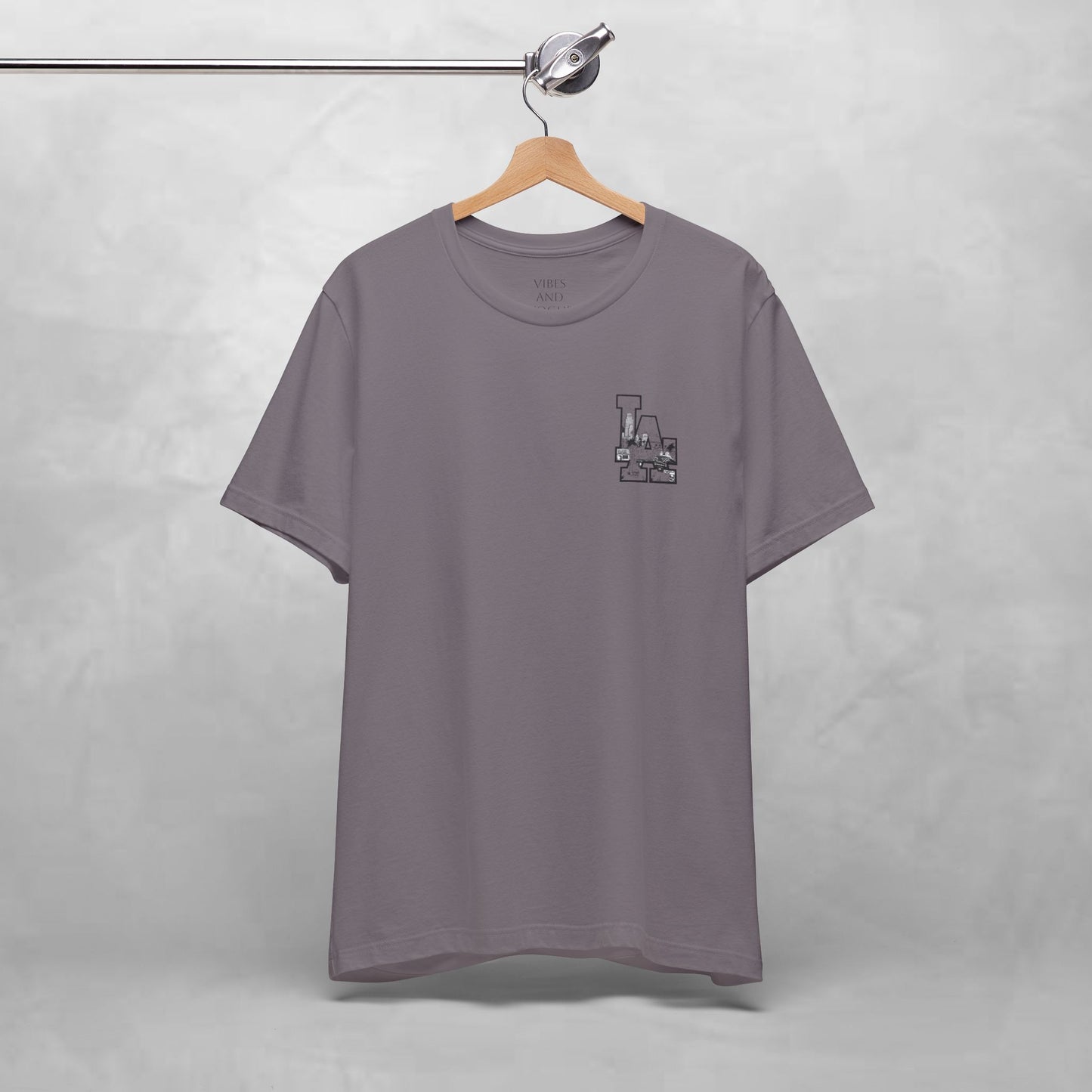 Minimalist Cityscape Pocket Tee — Small Black Line Art Chest Print