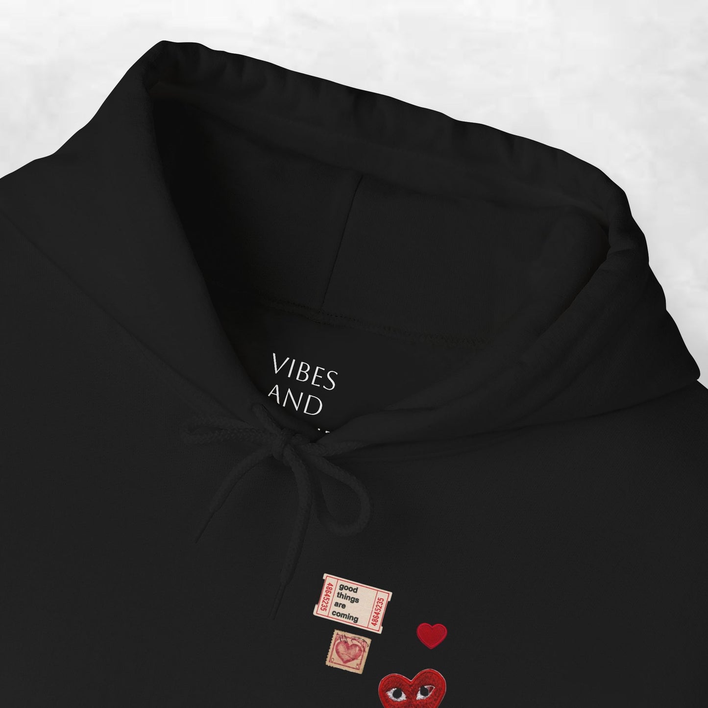 Hoodie — Tiny Vintage Valentine Hearts Chest Print