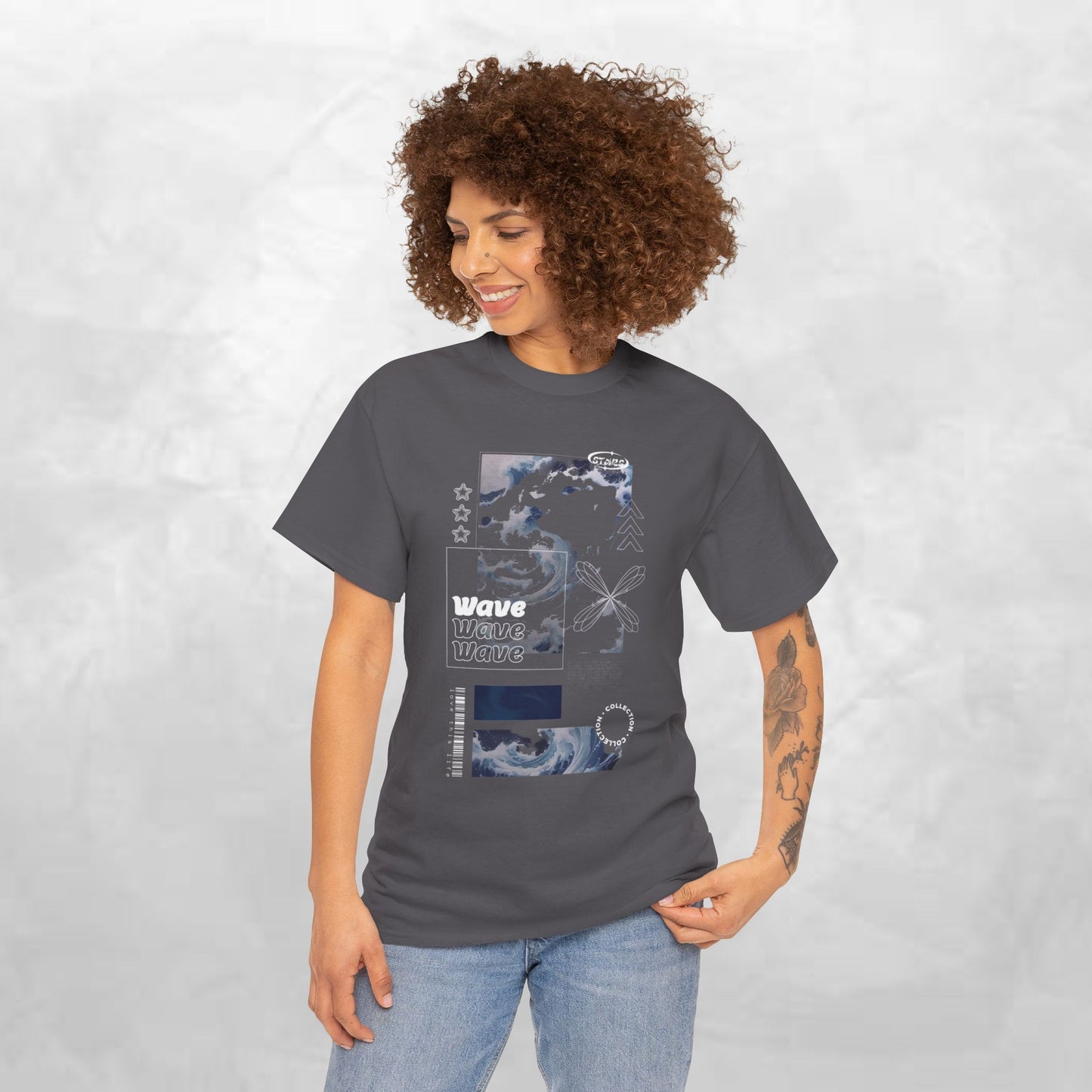 Wave Graphic Tee — Retro Surf Collage T-Shirt