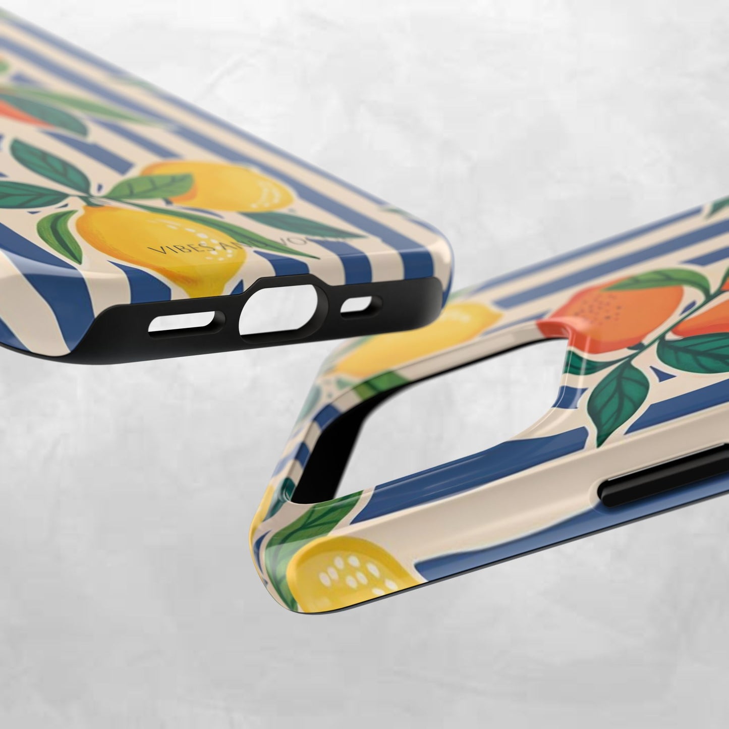 Lemon & Orange Stripe Tough Phone Case — Vibrant Citrus Pattern Protective Cover