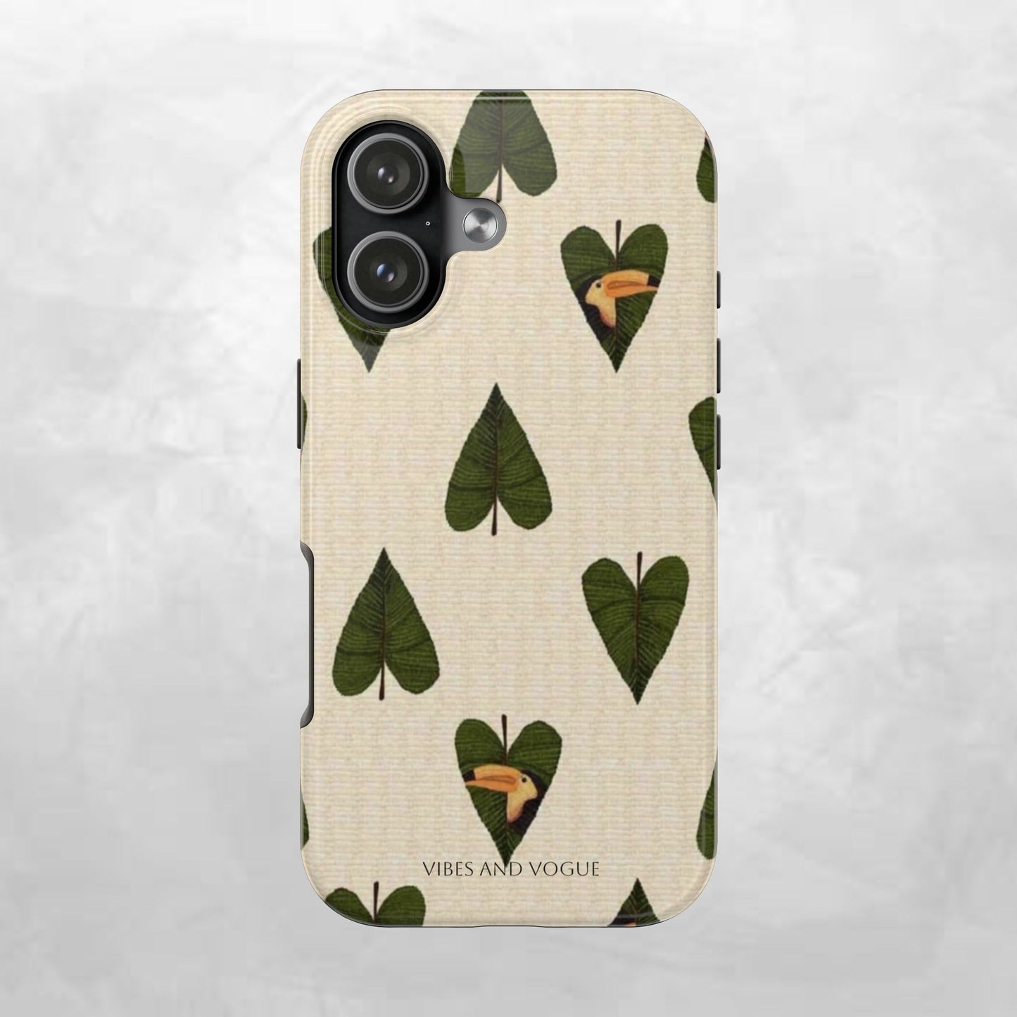 Tough Phone Case — Green Leaf Heart Pattern Tough Phone Case (Vibes and Vogue)