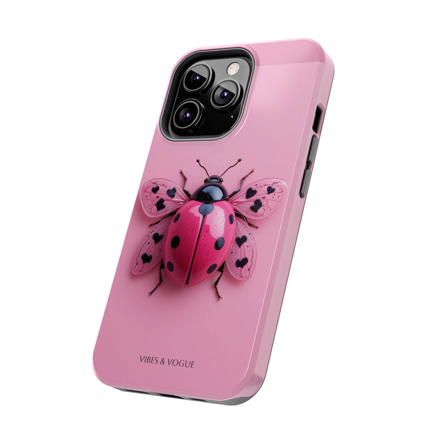 Pink Ladybug Tough Phone Case, Cute Phone Cover, Bug Lover Gift, Durable Smartphone Shell, Protective Tech Accessory