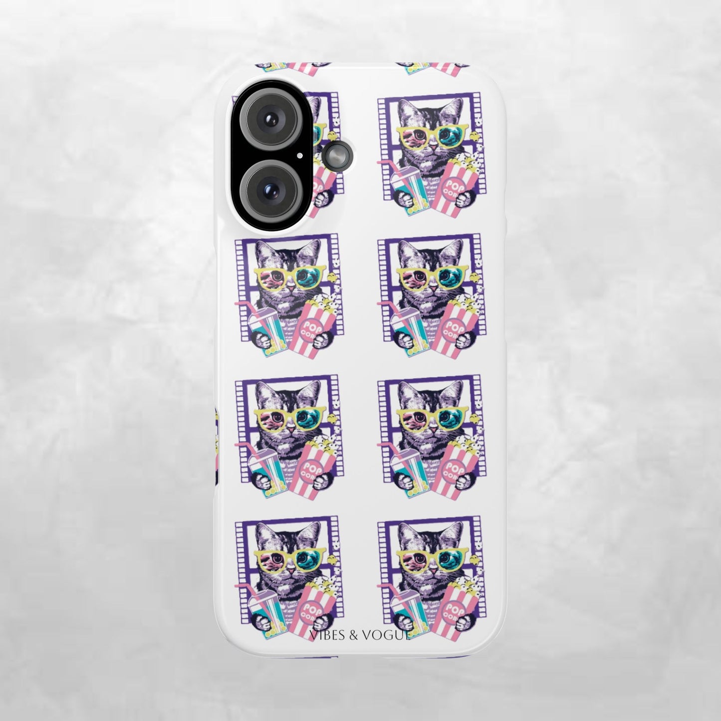 Cat Lover's Slim Phone Cases, Cute Cat Phone Covers, Pet-Themed Accessories, Gifts for Cat Lovers, Vibrant Patterned Cases