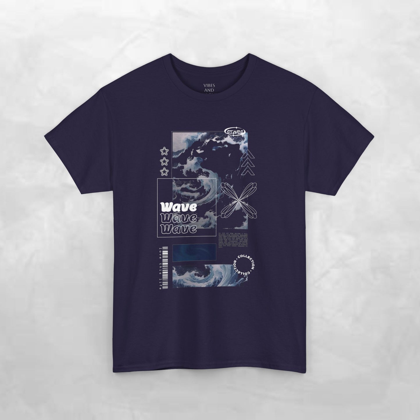 Wave Graphic Tee — Retro Surf Collage T-Shirt