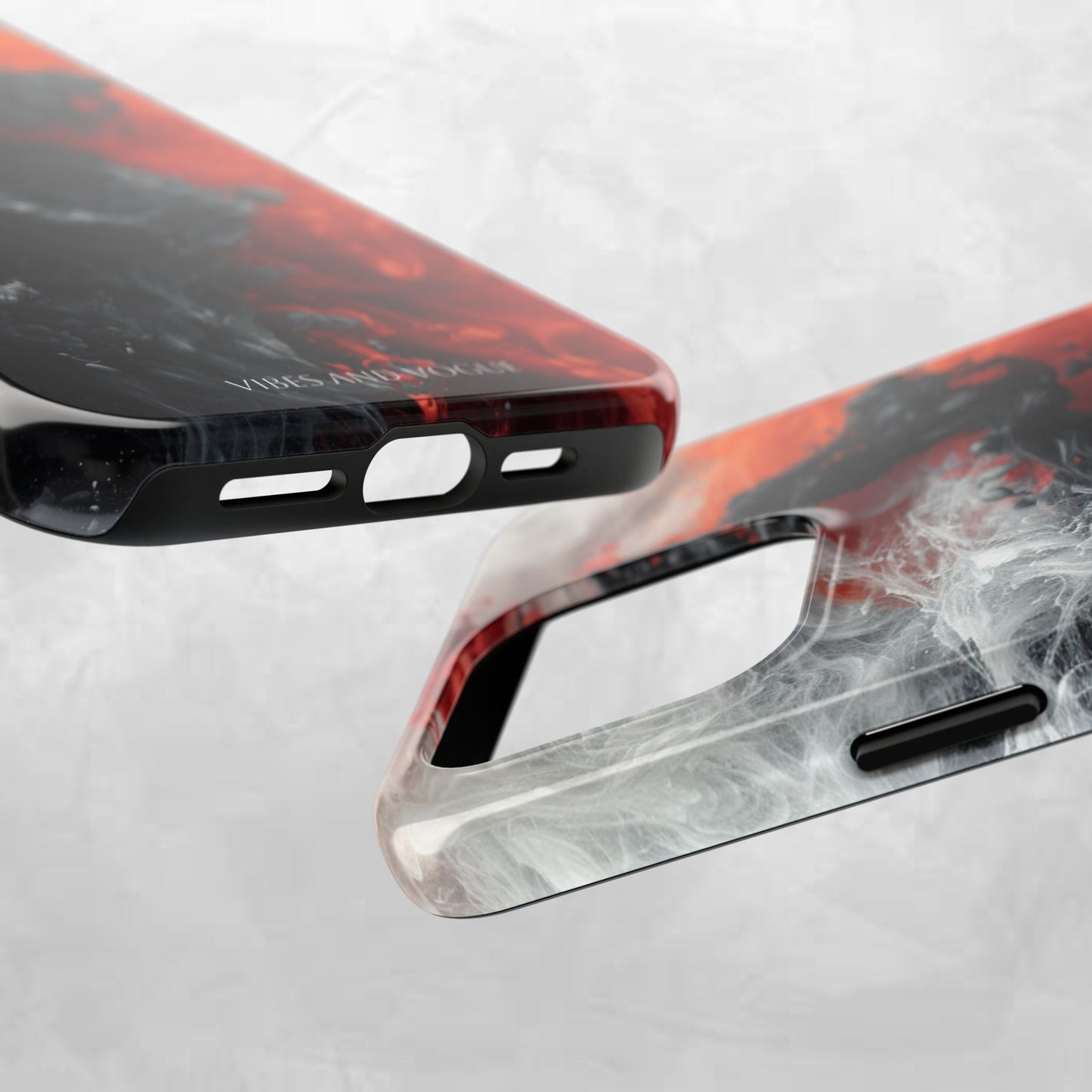 Abstract Red & Black Smoke Tough Phone Case — Vibes and Vogue Protective Cover