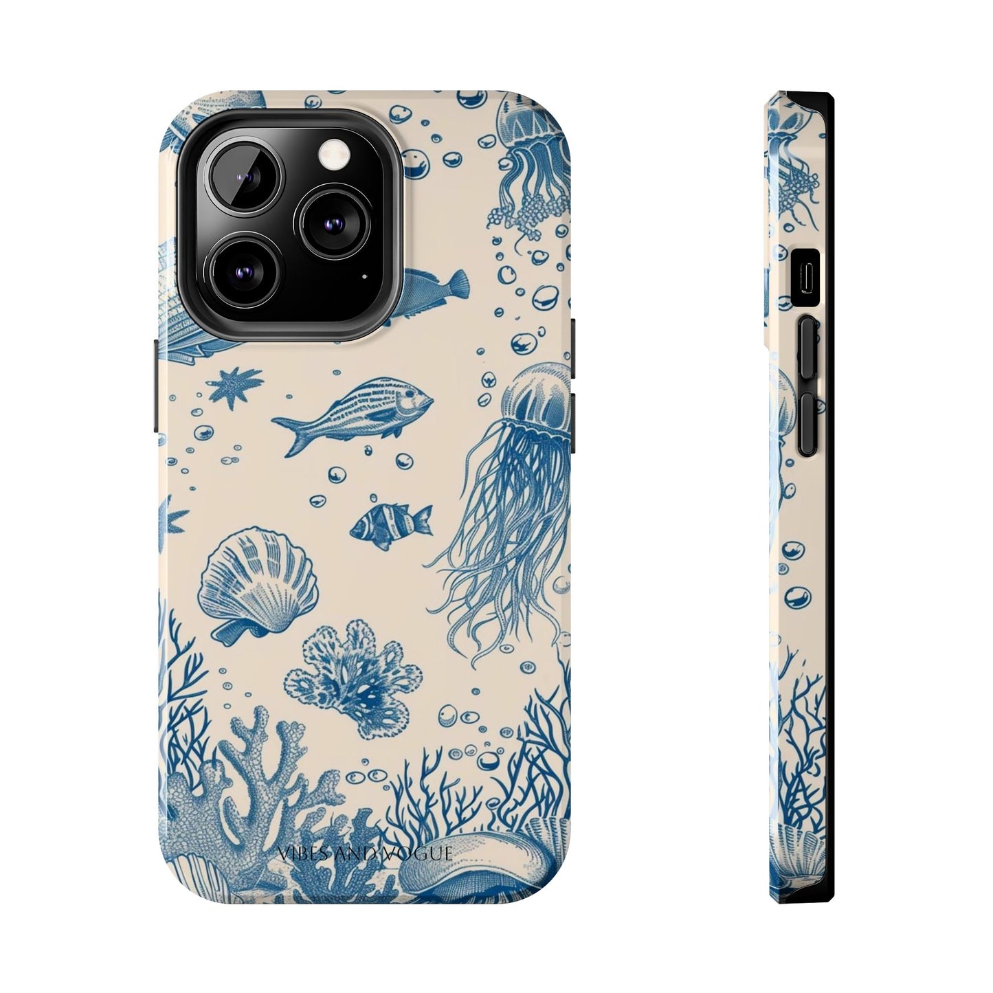 Ocean Blue Marine Pattern Tough Phone Case