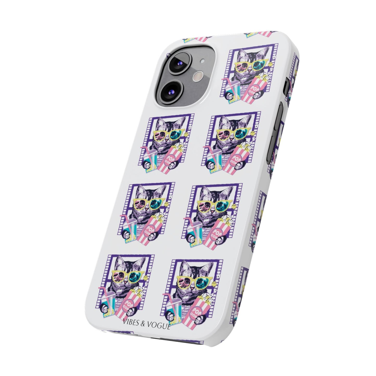 Cat Lover's Slim Phone Cases, Cute Cat Phone Covers, Pet-Themed Accessories, Gifts for Cat Lovers, Vibrant Patterned Cases