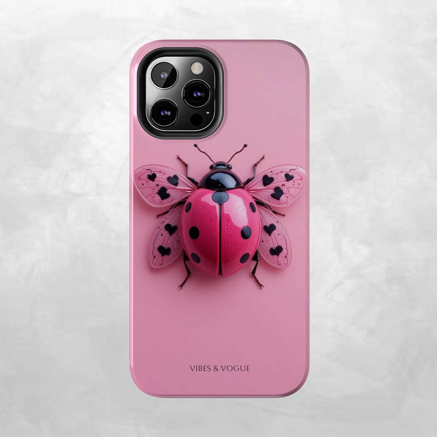 Pink Ladybug Tough Phone Case, Cute Phone Cover, Bug Lover Gift, Durable Smartphone Shell, Protective Tech Accessory