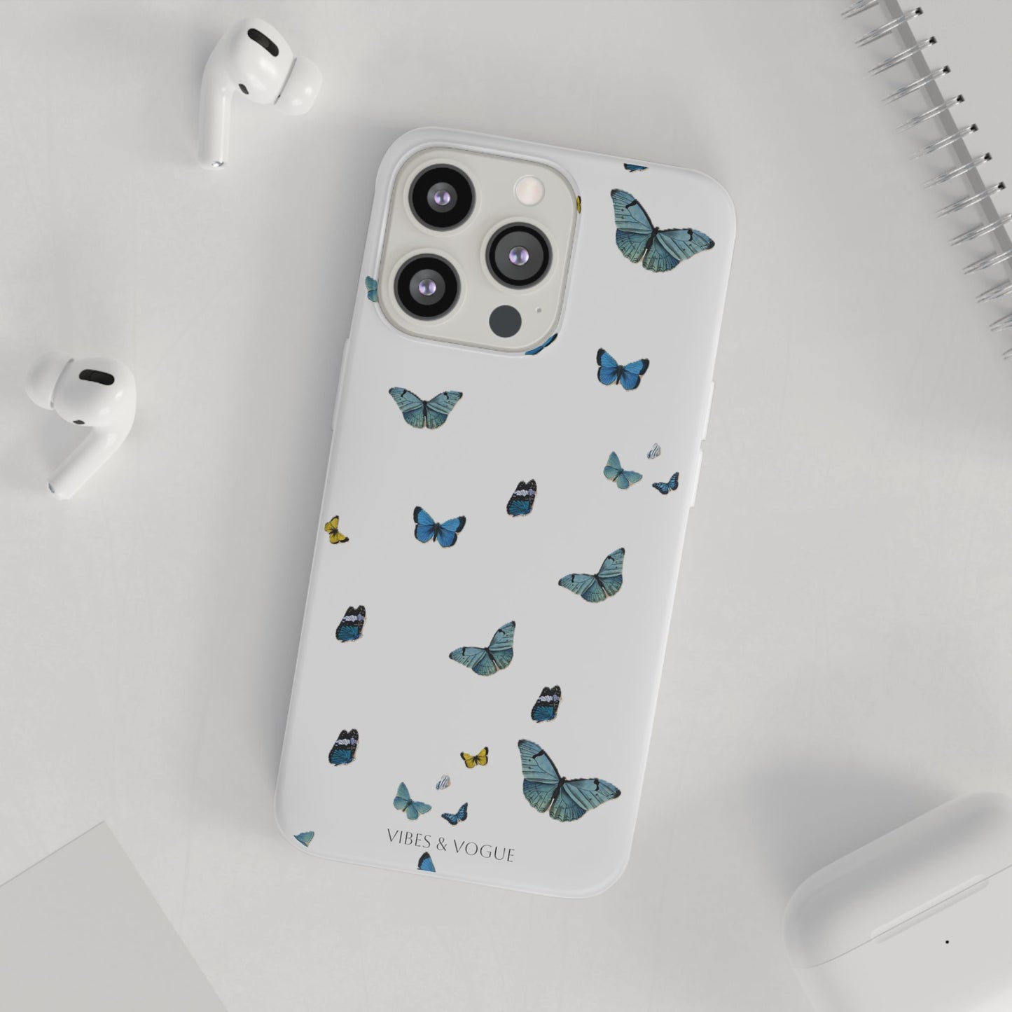 Butterfly Vibes Phone Case, Flexible Phone Cover, Elegant Phone Accessory, Gift for Nature Lovers, Spring Decor, Eco-Friendly Case
