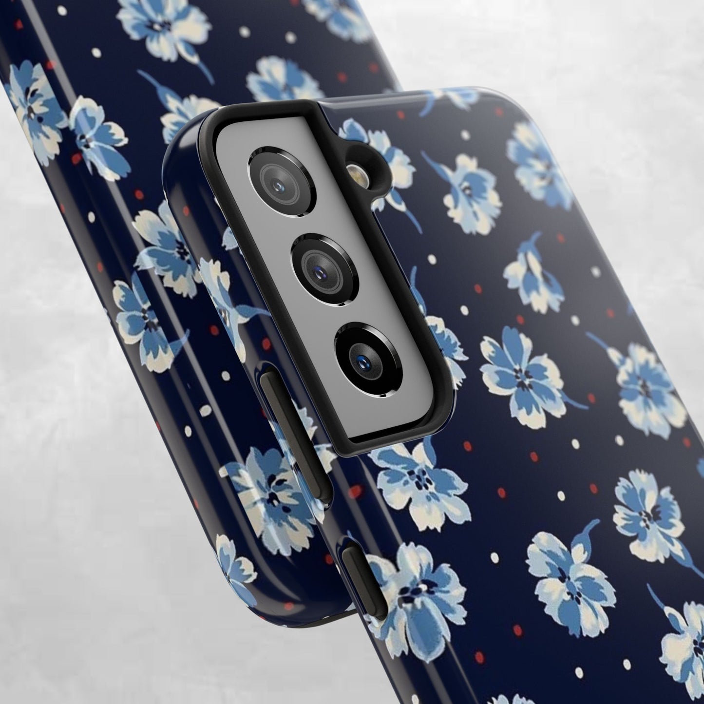 Floral Navy Tough Phone Case — Blue Blossom Protective Phone Cover