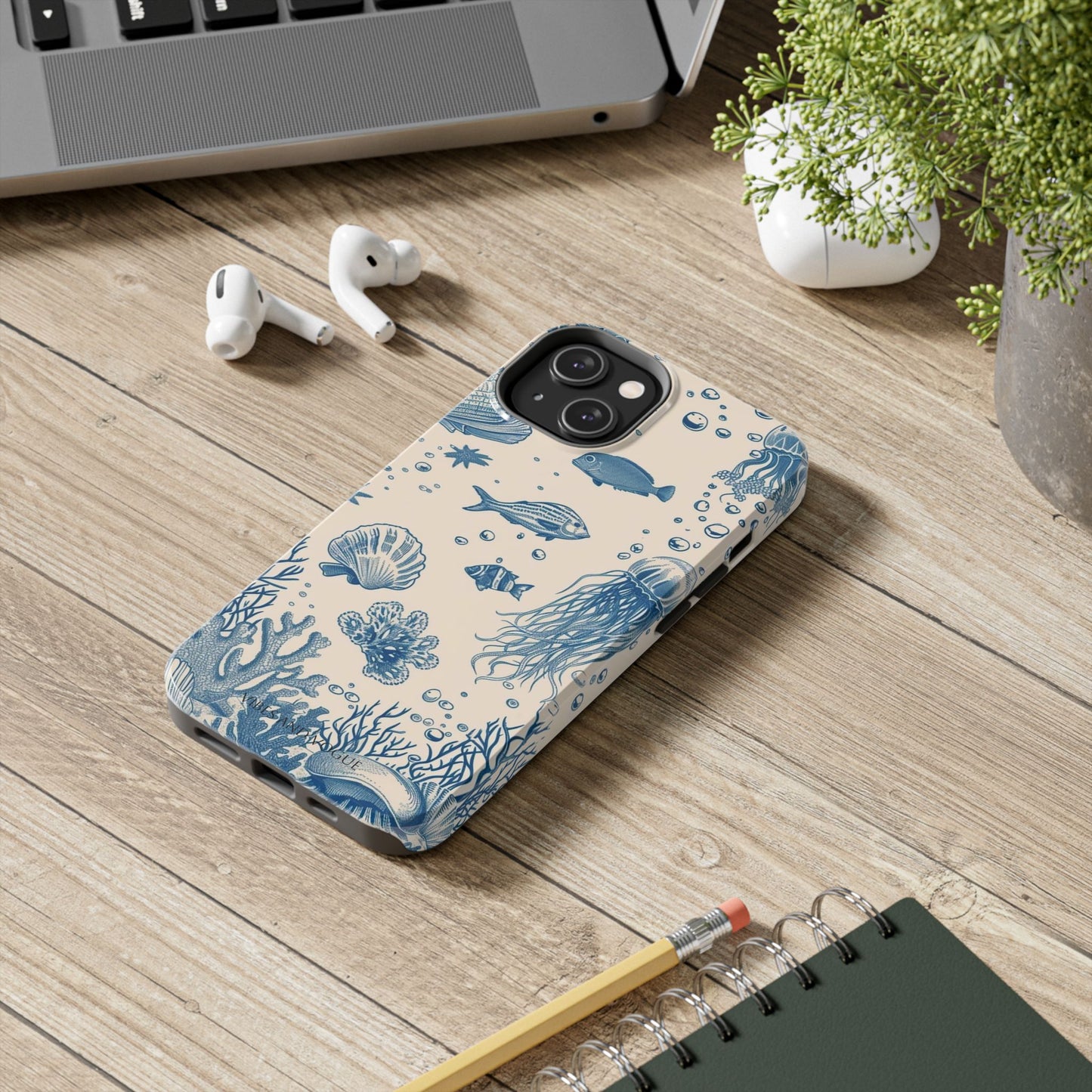 Ocean Blue Marine Pattern Tough Phone Case