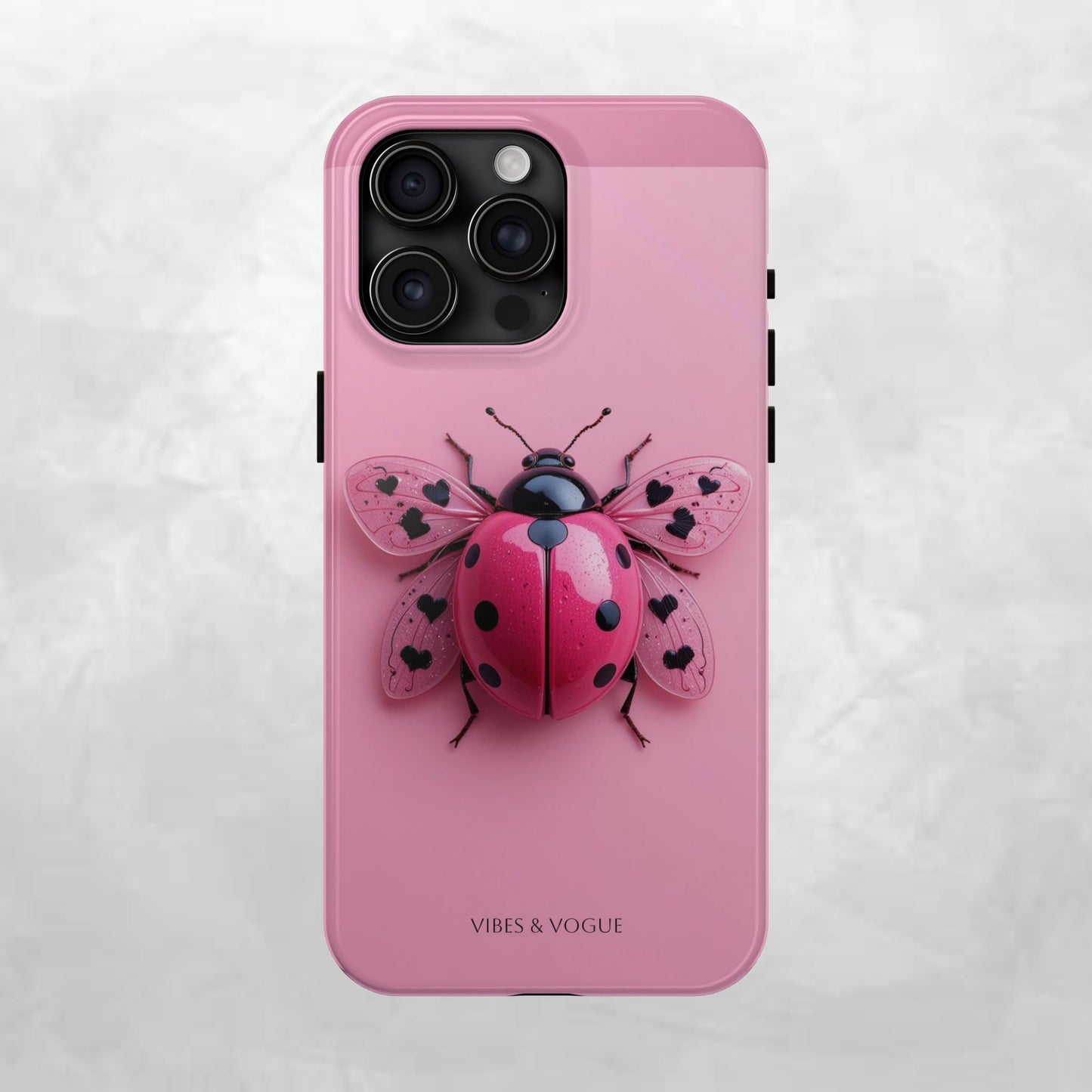Pink Ladybug Tough Phone Case, Cute Phone Cover, Bug Lover Gift, Durable Smartphone Shell, Protective Tech Accessory