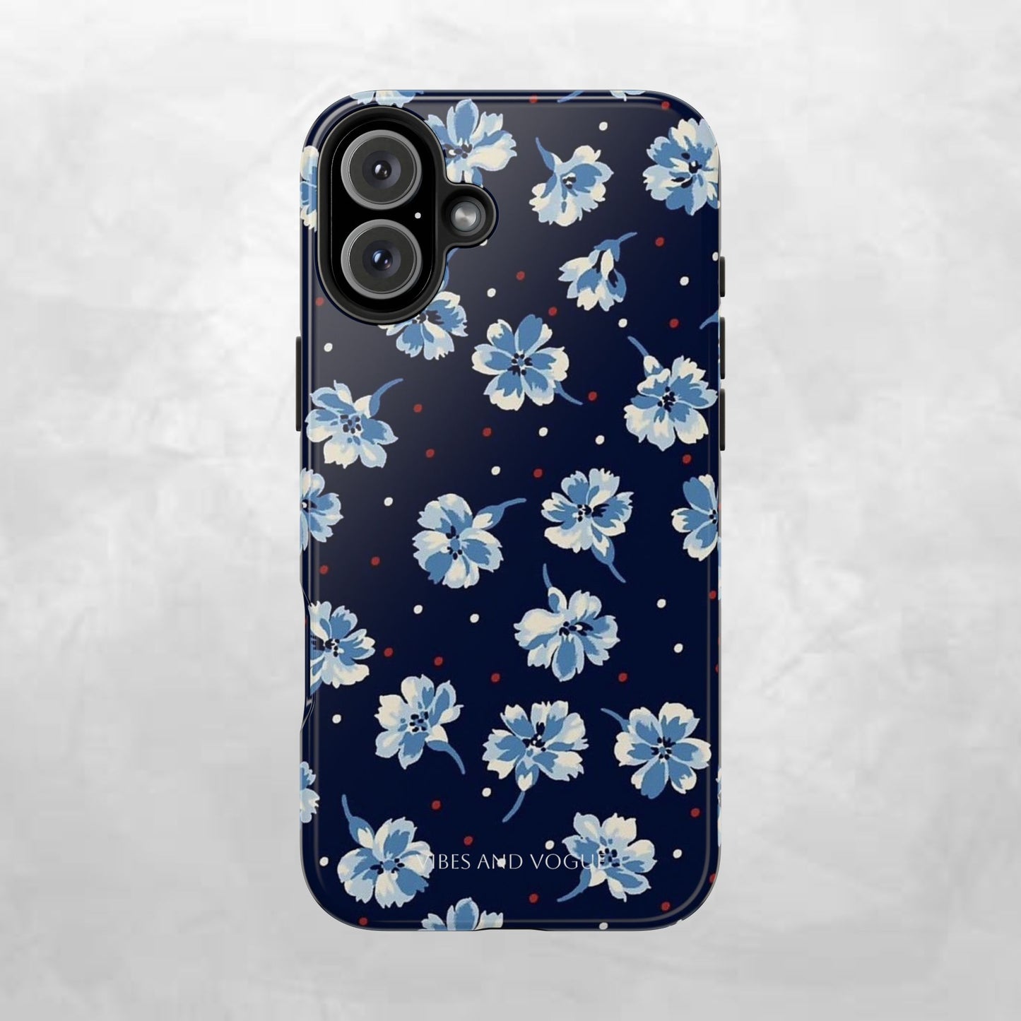 Floral Navy Tough Phone Case — Blue Blossom Protective Phone Cover