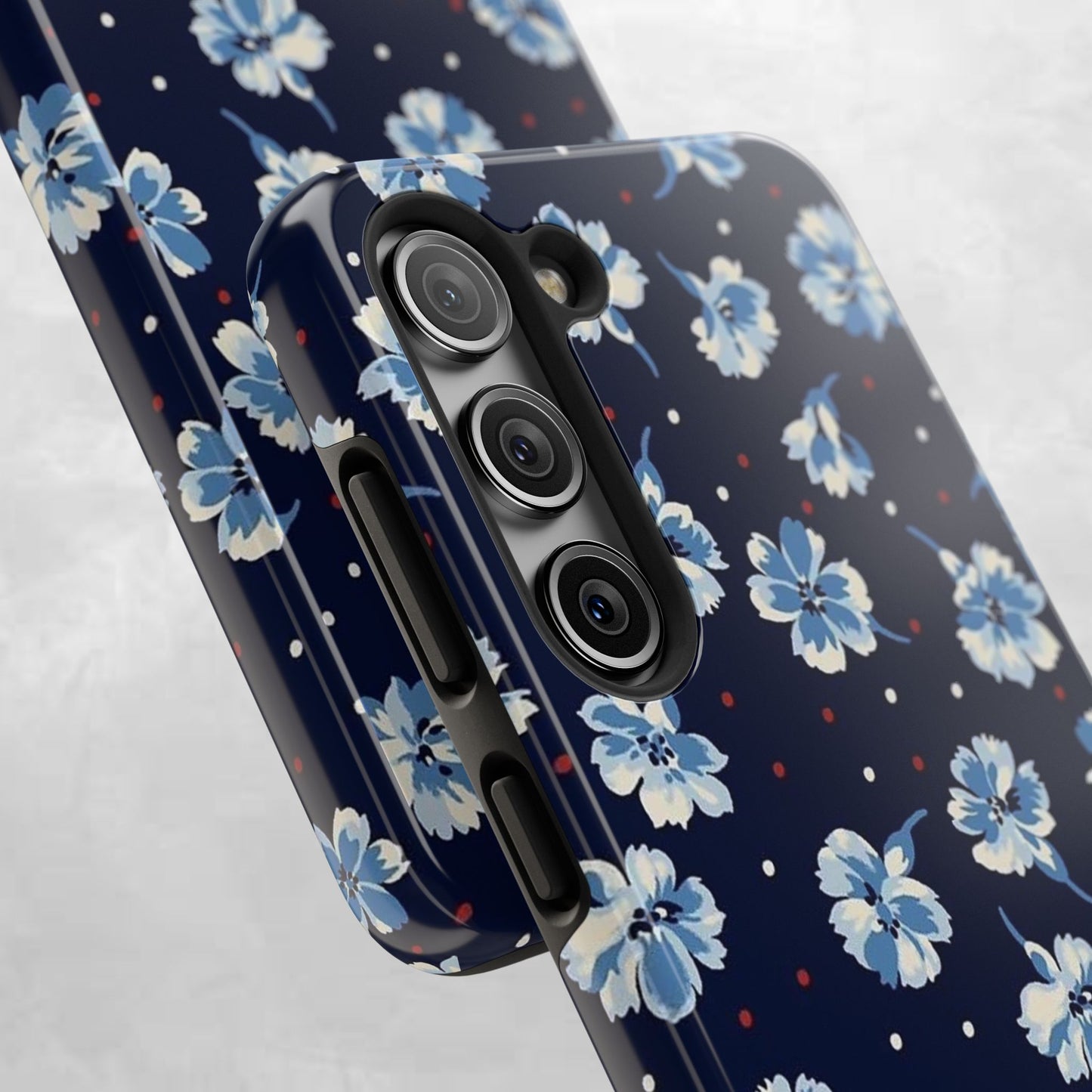 Floral Navy Tough Phone Case — Blue Blossom Protective Phone Cover