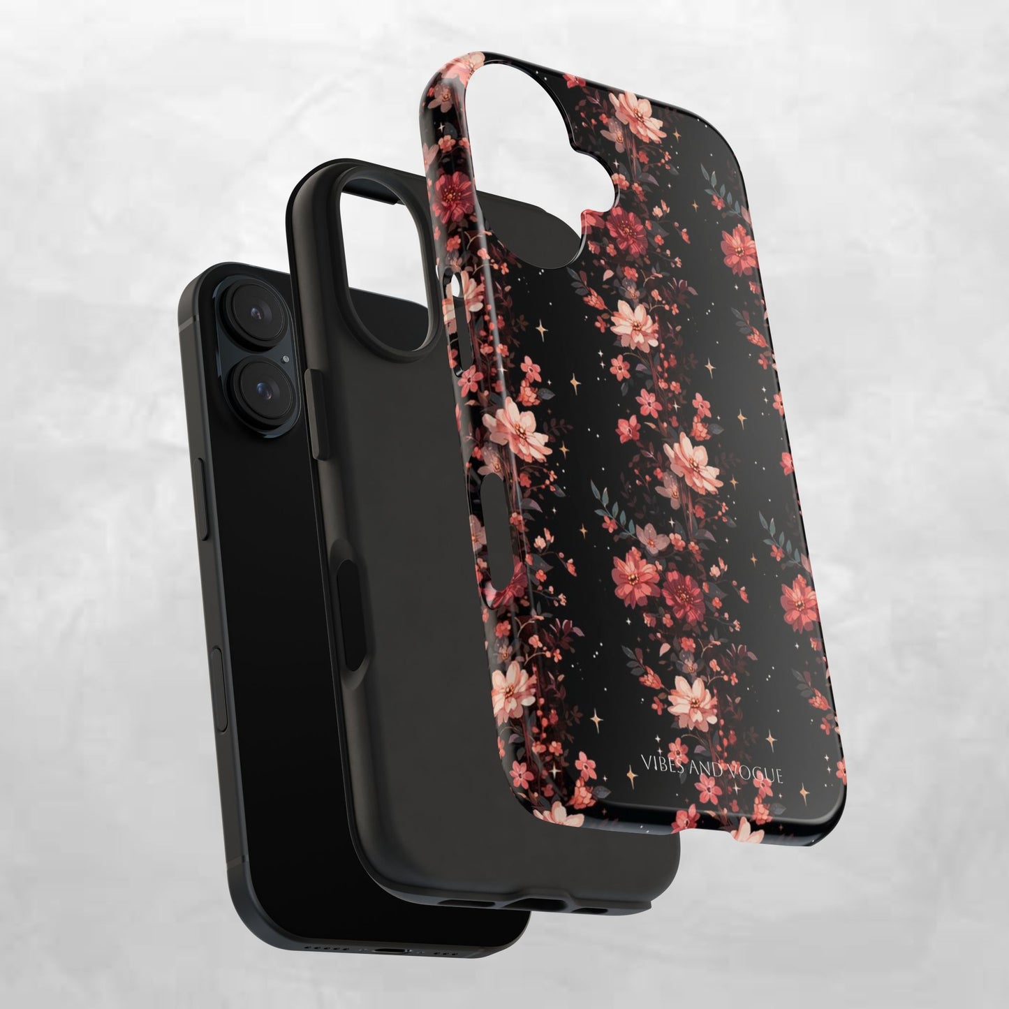 Floral Galaxy Phone Case – Dark Pink Blossom Tough Protective Case