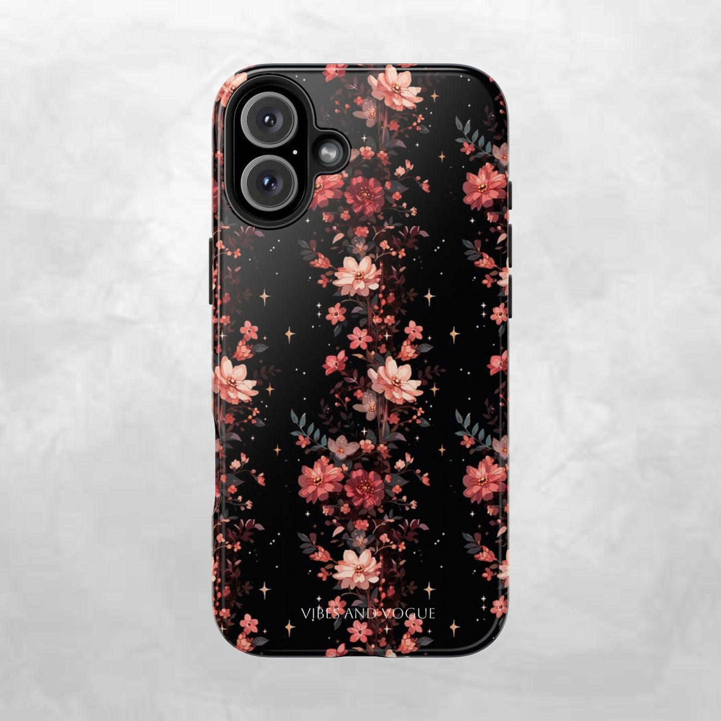 Floral Galaxy Phone Case – Dark Pink Blossom Tough Protective Case