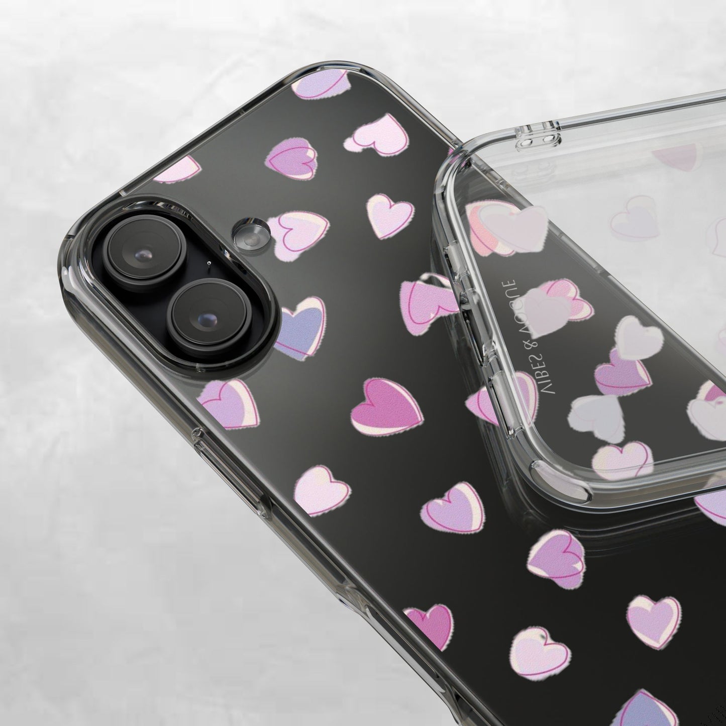 Heart Pattern Clear Case, Cute Phone Cover, Valentine's Day Gift, Trendy Phone Accessory, Love Theme Case