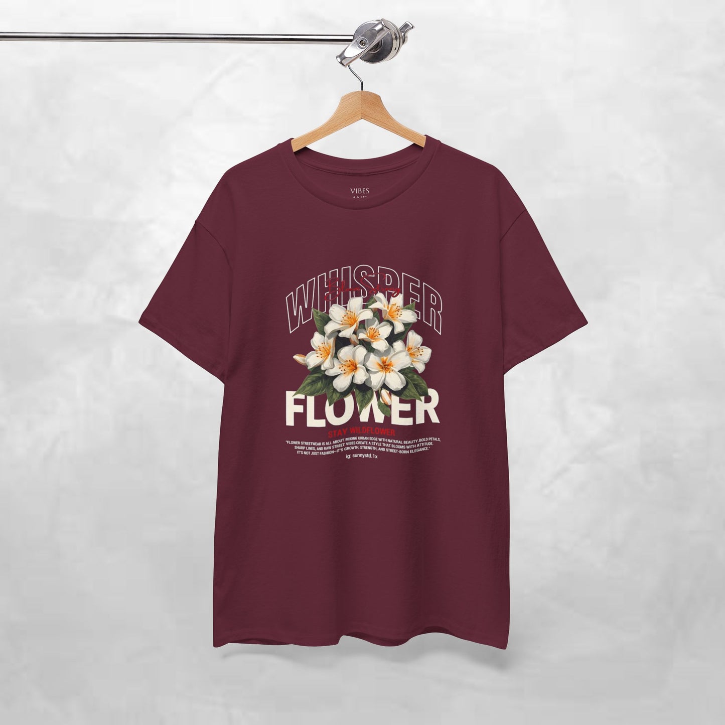 Floral "Whisper Flower" Graphic Tee — Vintage Plumeria Blossom Shirt