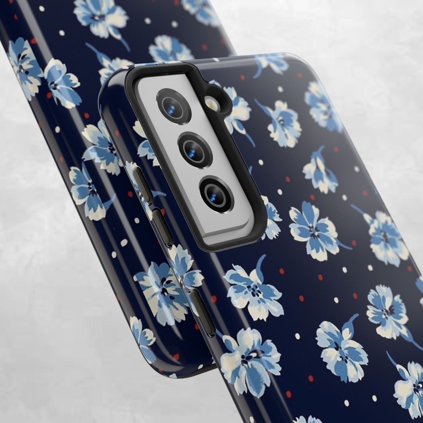 Floral Navy Tough Phone Case — Blue Blossom Protective Phone Cover