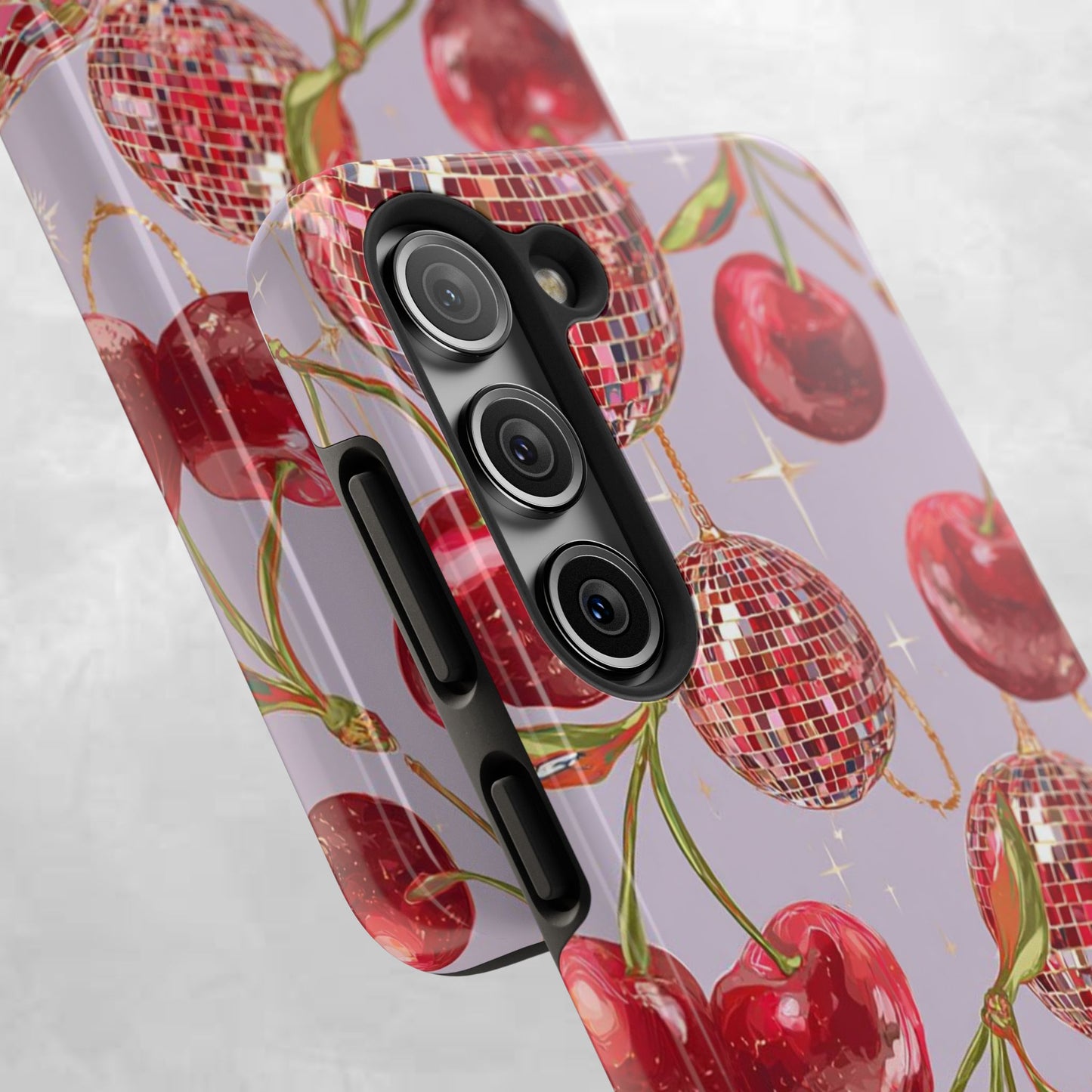 Disco Cherry Tough Phone Case — Retro Sparkle iPhone Protection