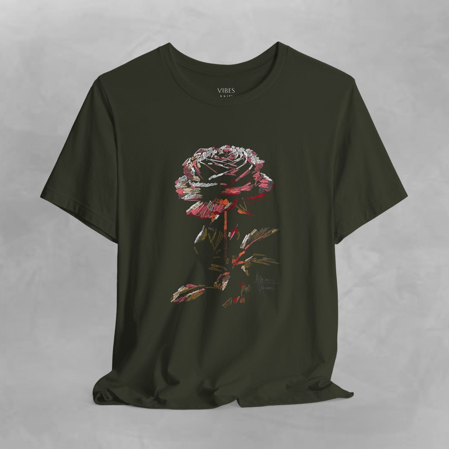 Vintage Rose Tee — Dark Floral Graphic T-Shirt