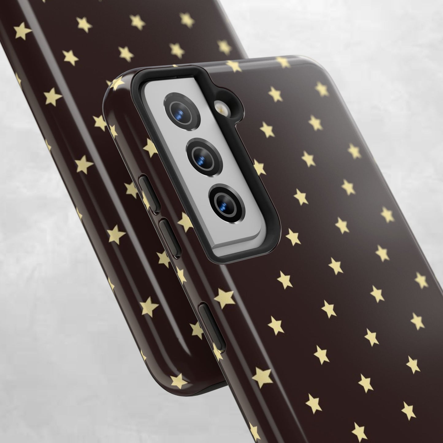 Star Pattern Tough Phone Case — Gold Stars on Chocolate Brown