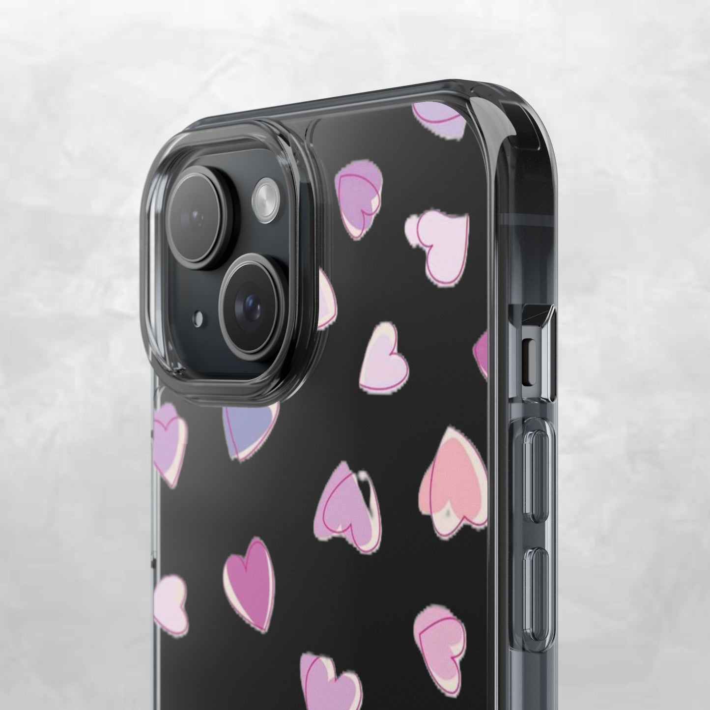 Heart Pattern Clear Case, Cute Phone Cover, Valentine's Day Gift, Trendy Phone Accessory, Love Theme Case