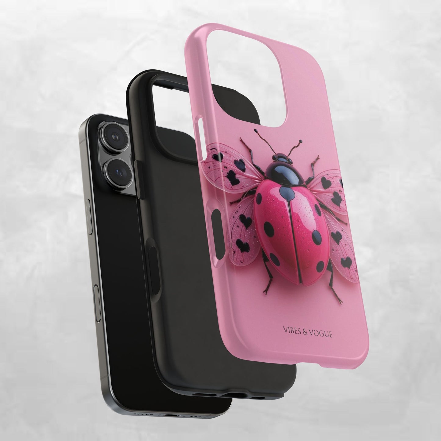 Pink Ladybug Tough Phone Case, Cute Phone Cover, Bug Lover Gift, Durable Smartphone Shell, Protective Tech Accessory