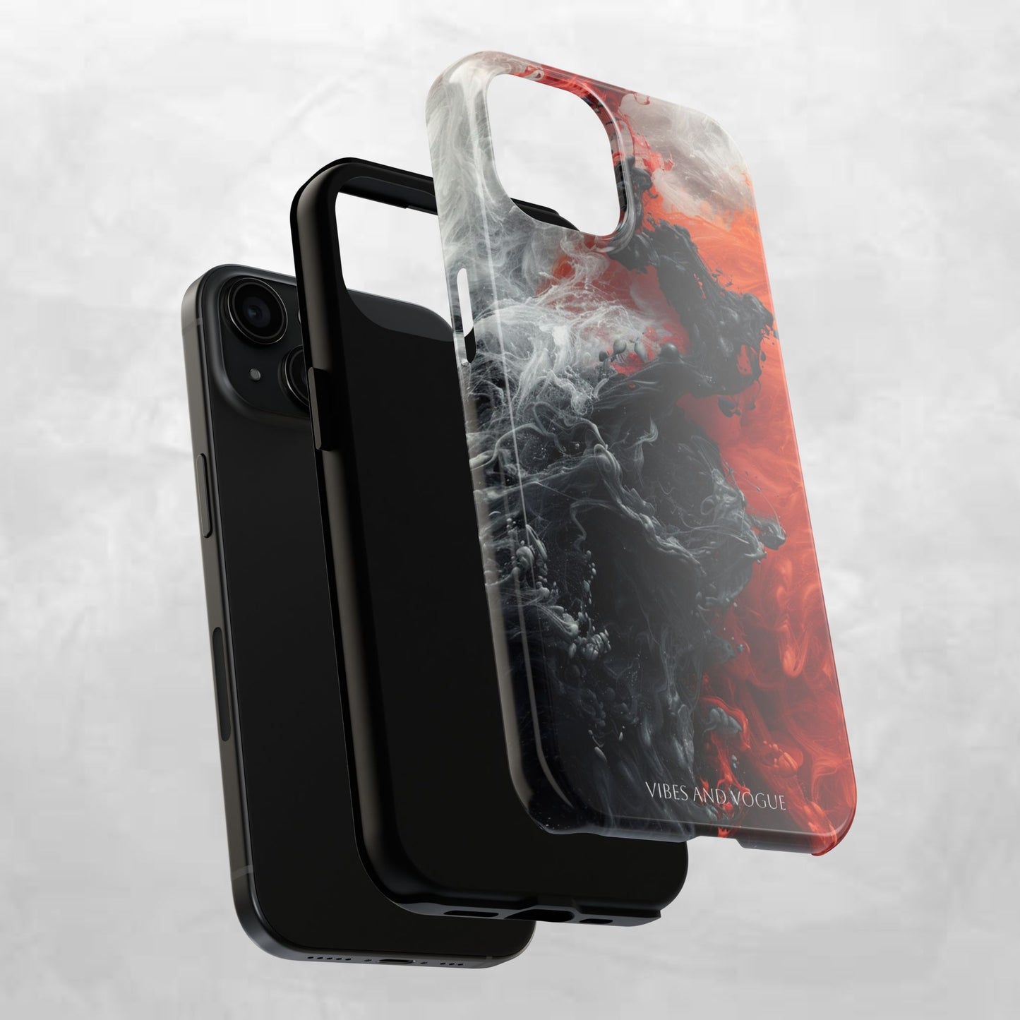 Abstract Red & Black Smoke Tough Phone Case — Vibes and Vogue Protective Cover