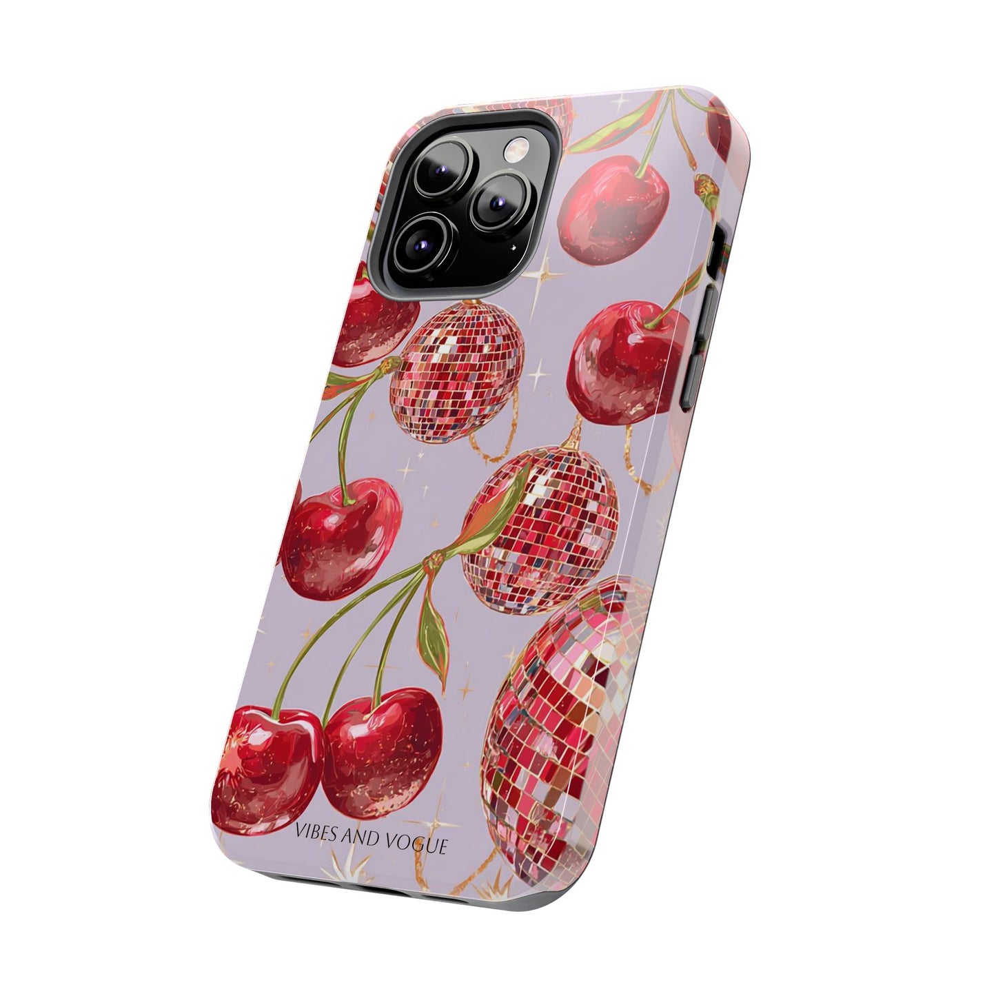 Disco Cherry Tough Phone Case — Retro Sparkle iPhone Protection