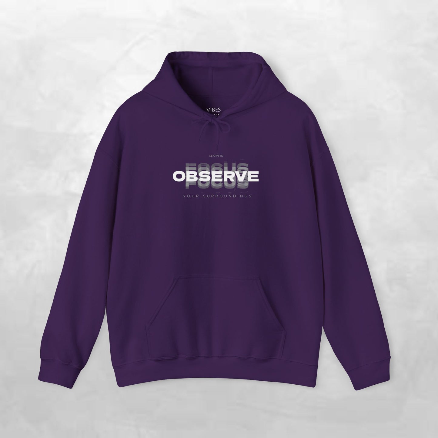 Observe Hoodie — Minimalist Glitch Text Black Pullover