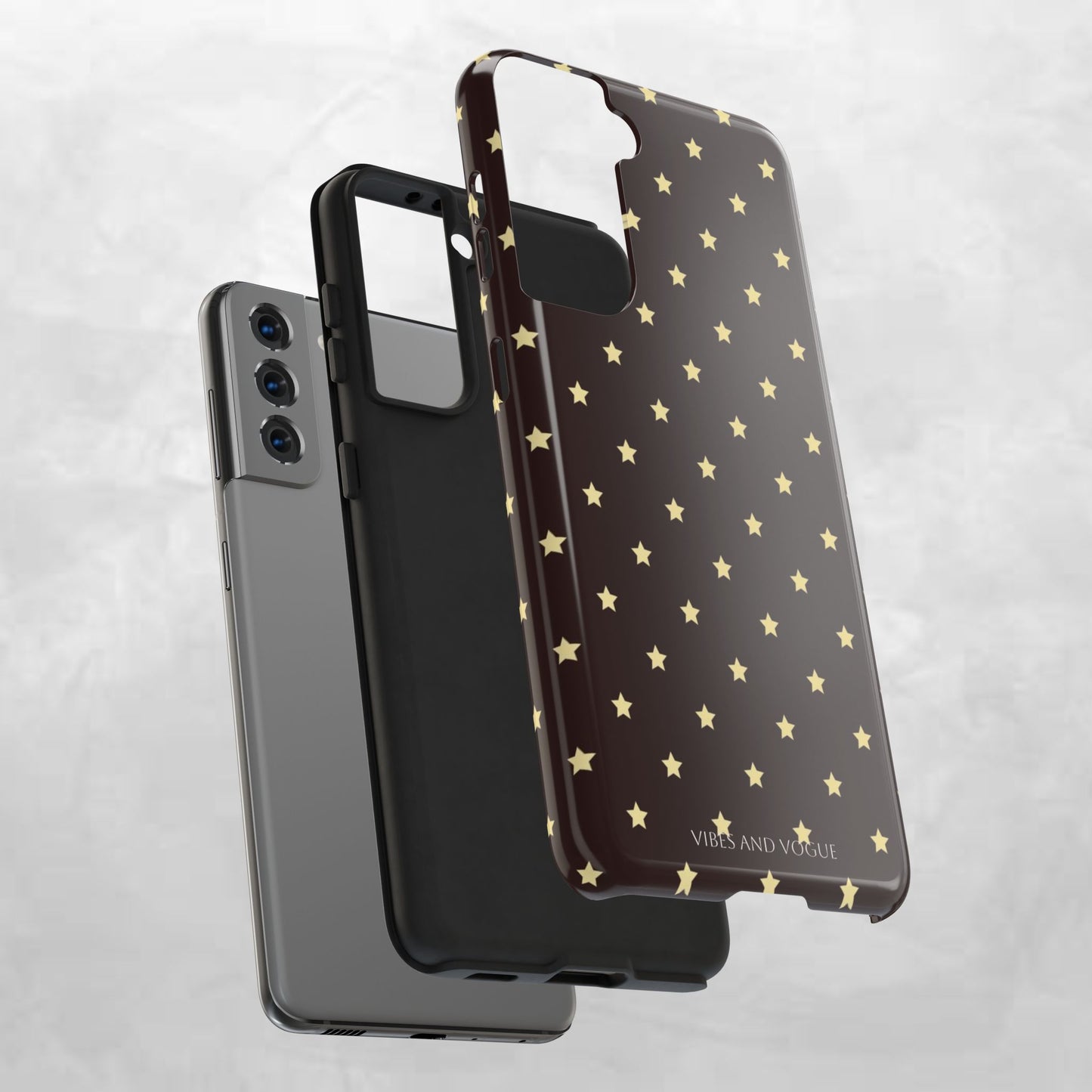 Star Pattern Tough Phone Case — Gold Stars on Chocolate Brown