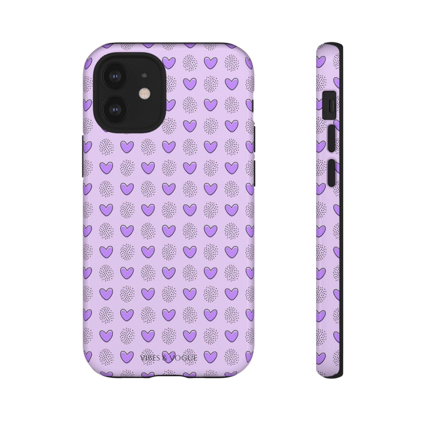 Purple Heart Pattern Phone Case - Tough Cases for a Stylish & Protective Vibe