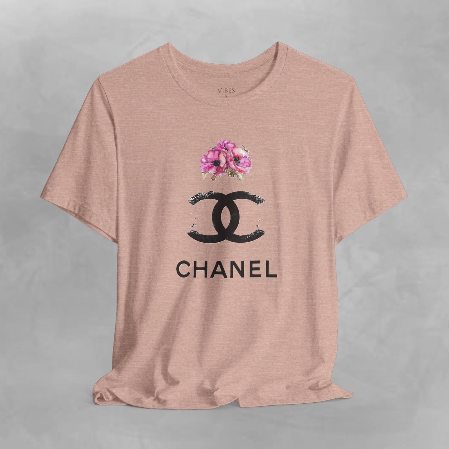 Chic Floral Logo Tee | Stylish Unisex Jersey Short Sleeve T-Shirt, Fashion Tee, Luxury Aesthetic, Gift for Her, Casual Wear, Trendy Apparel