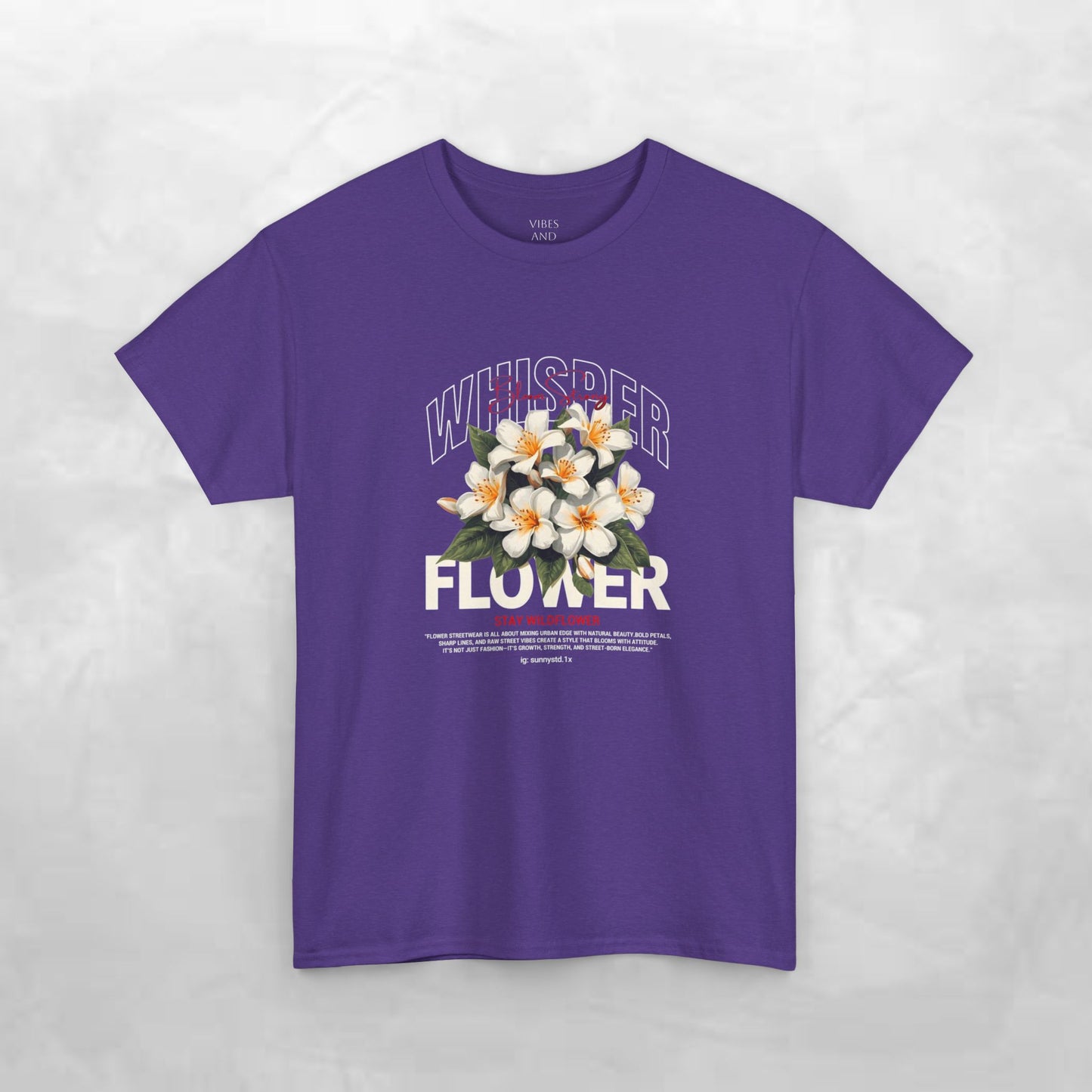 Floral "Whisper Flower" Graphic Tee — Vintage Plumeria Blossom Shirt