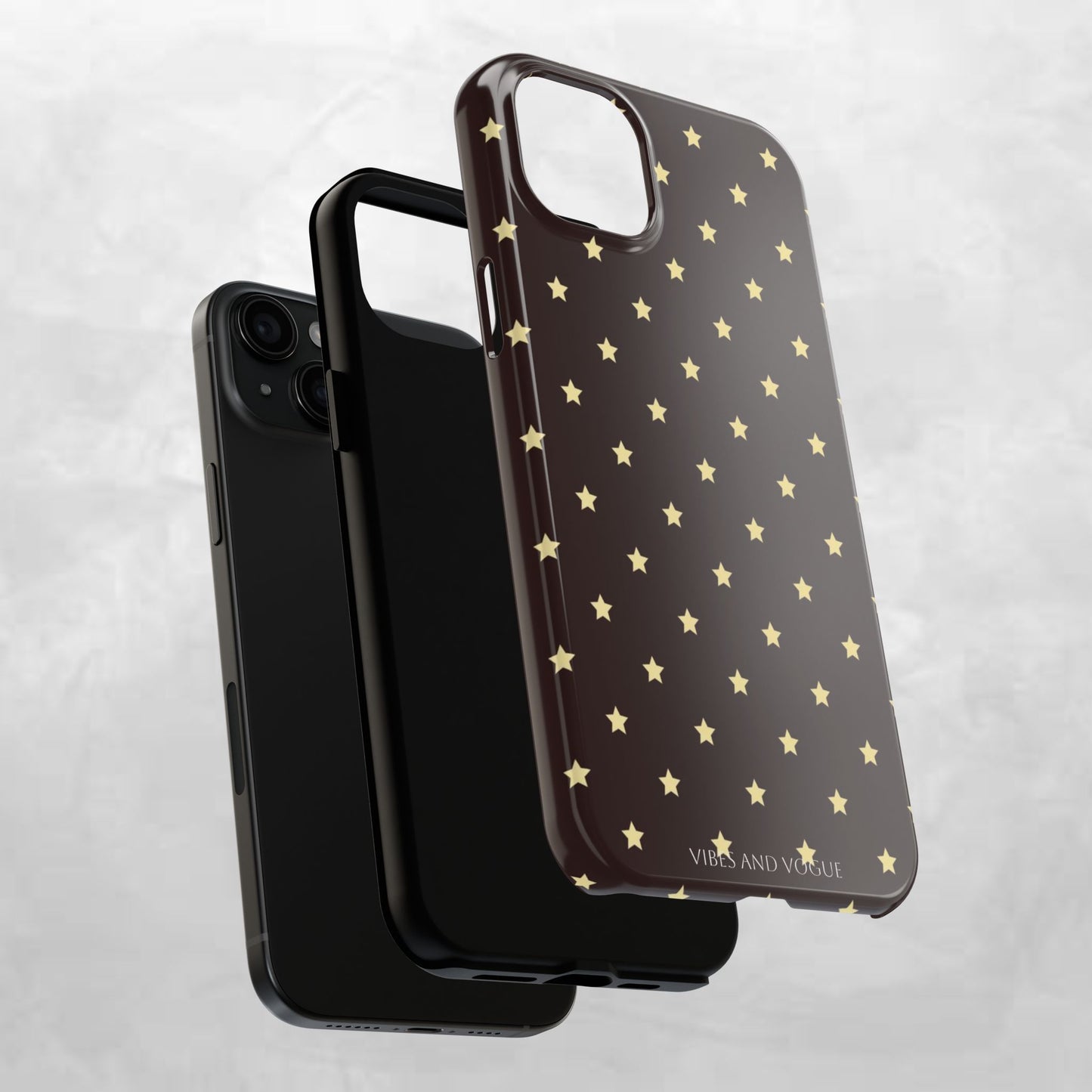 Star Pattern Tough Phone Case — Gold Stars on Chocolate Brown