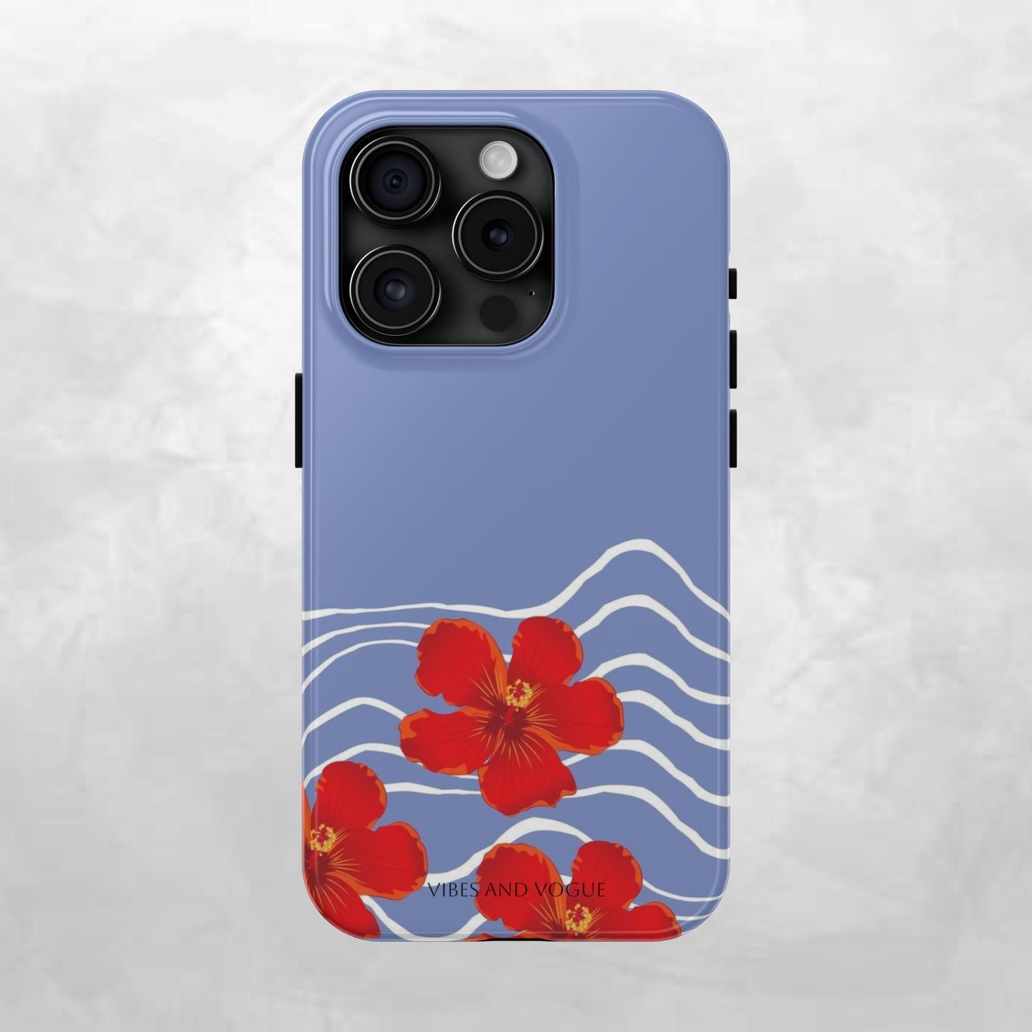Tough Phone Case — Red Hibiscus Waves (Durable Protective Phone Cover)
