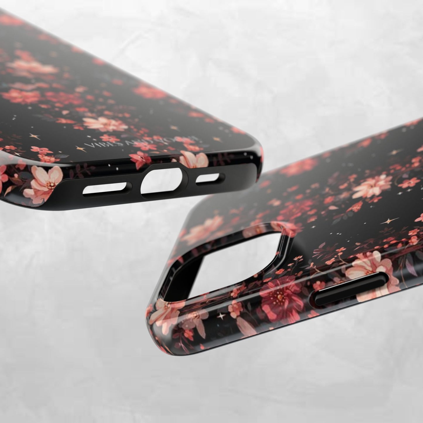 Floral Galaxy Phone Case – Dark Pink Blossom Tough Protective Case