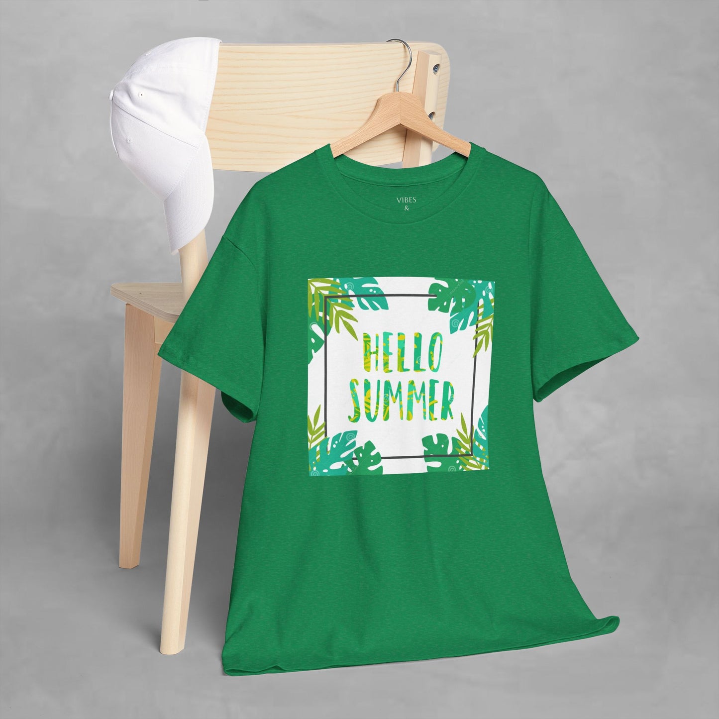 Hello Summer Unisex Heavy Cotton Tee – Tropical Vibe Summer Shirt