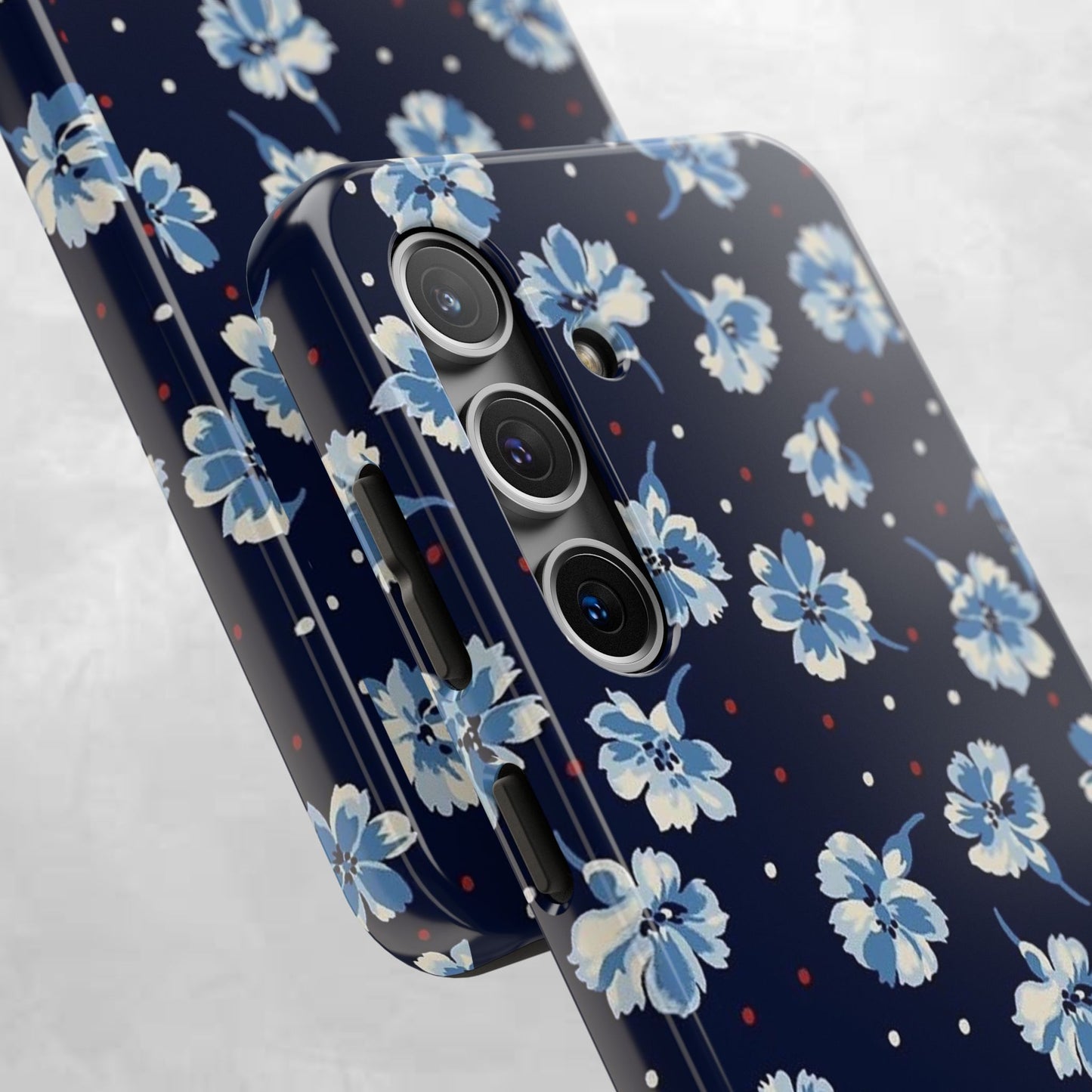 Floral Navy Tough Phone Case — Blue Blossom Protective Phone Cover